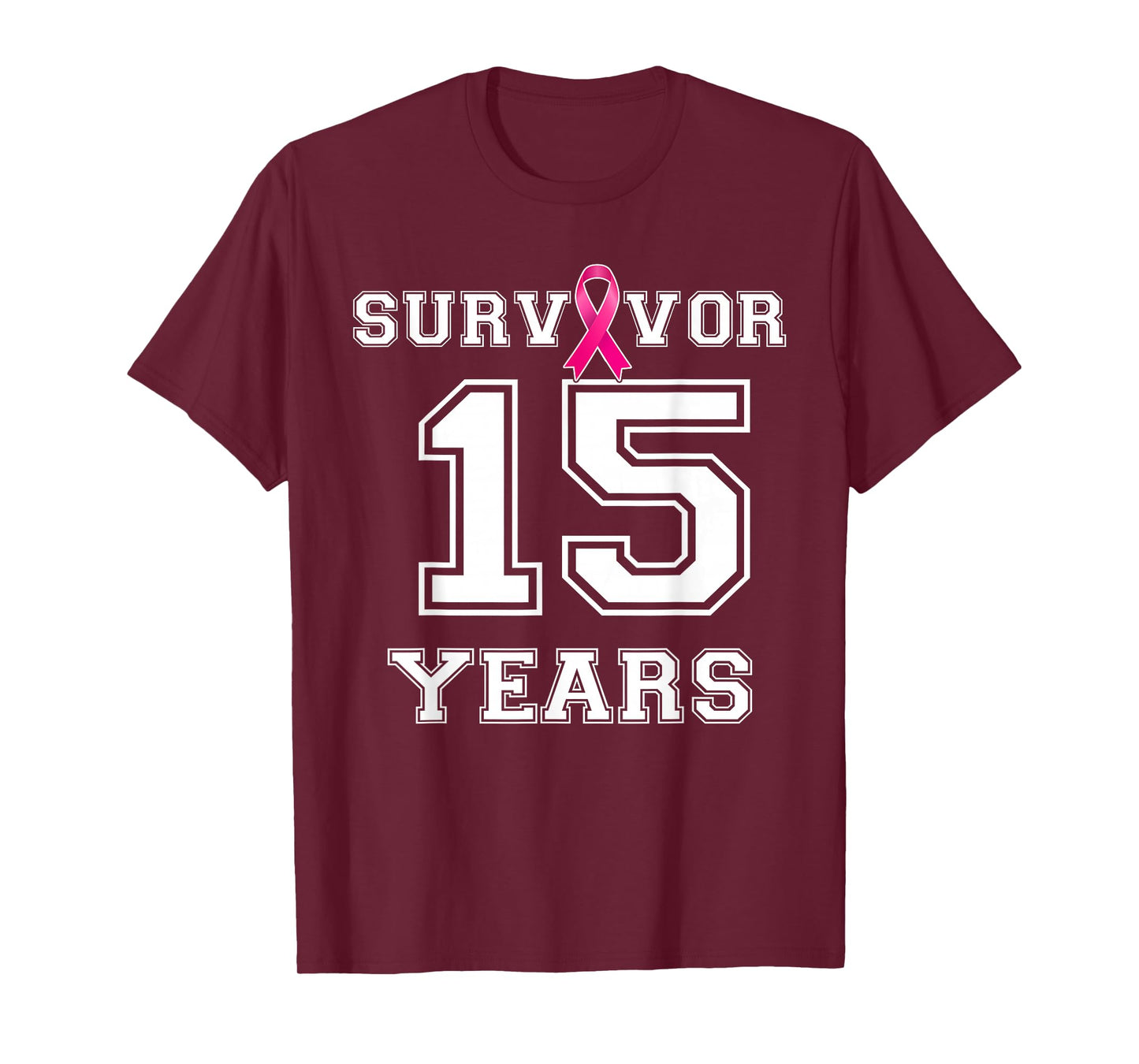 Survivor 15 Years Breast Cancer Free Support Awareness T-Shirt