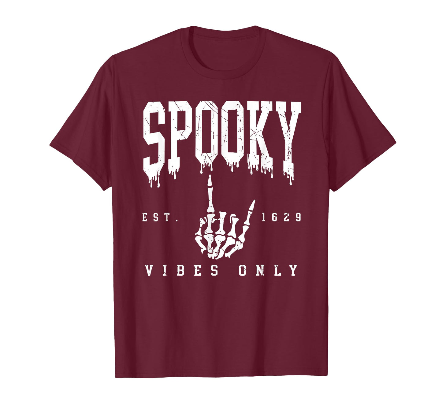 Spooky Vibes Only Skeleton Hand Vintage Halloween Season T-Shirt
