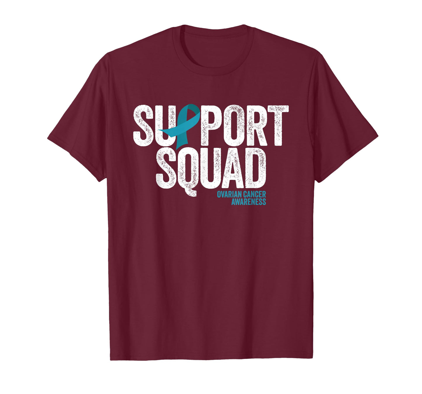 Support Squad Distressed Family Ovarian Cancer Awareness T-Shirt