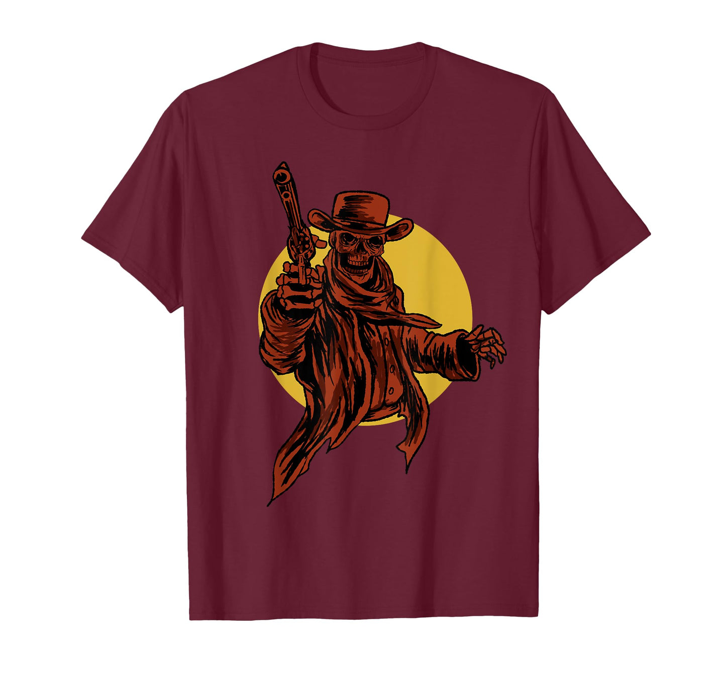 Cowboy Skull Dead Revolver Skeleton Cool Outlaw Gift Idea T-Shirt