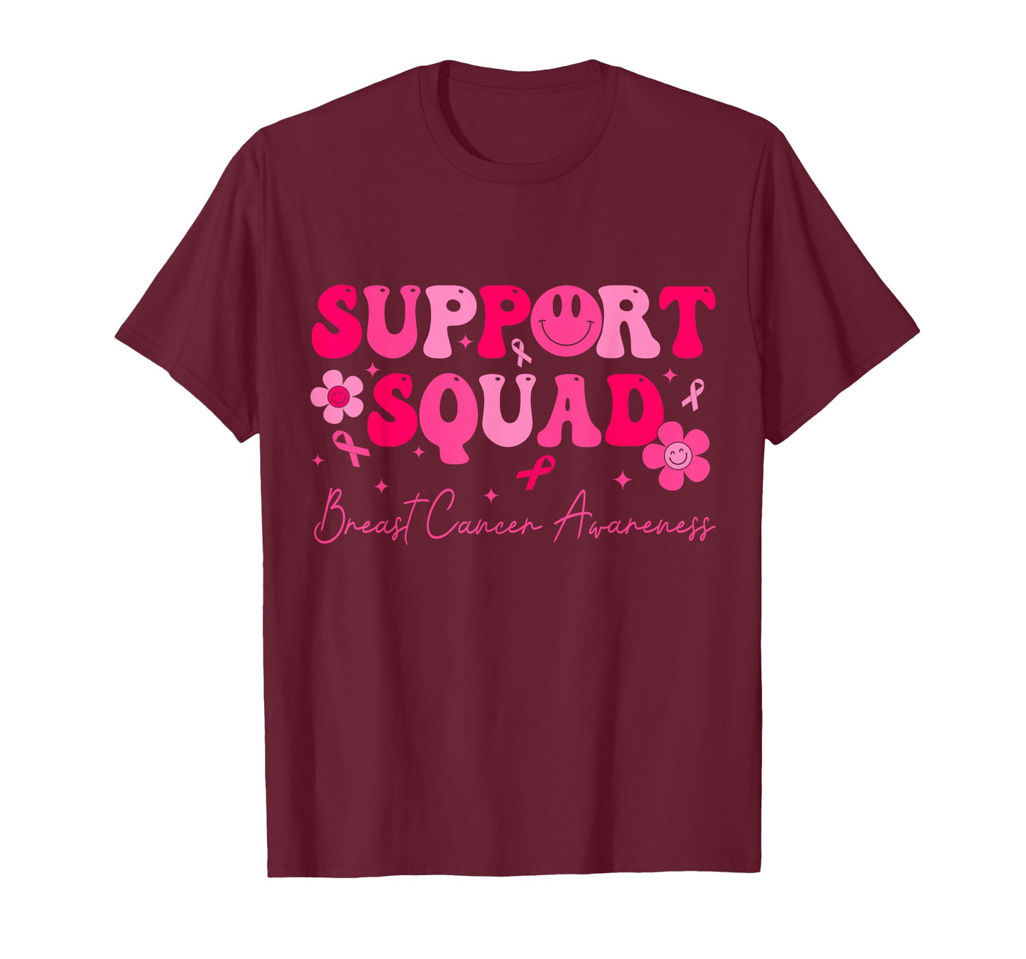 Retro Groovy Support Squad Breast Cancer Awareness T-Shirt