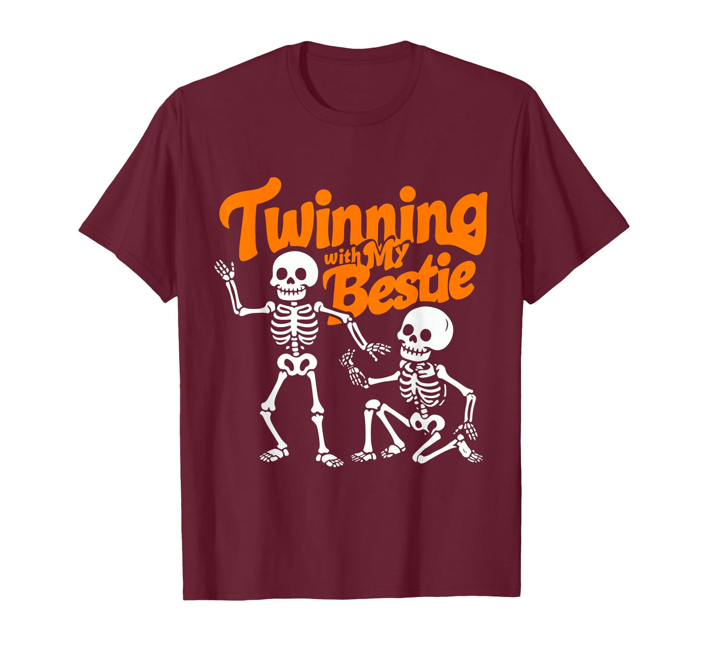 Twinning with My Bestie Skeleton Halloween Matching T-Shirt