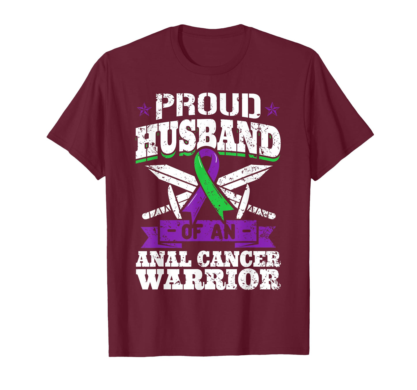 Proud Husband Of Anal Cancer Warrior Tumor Awareness Ribbon T-Shirt