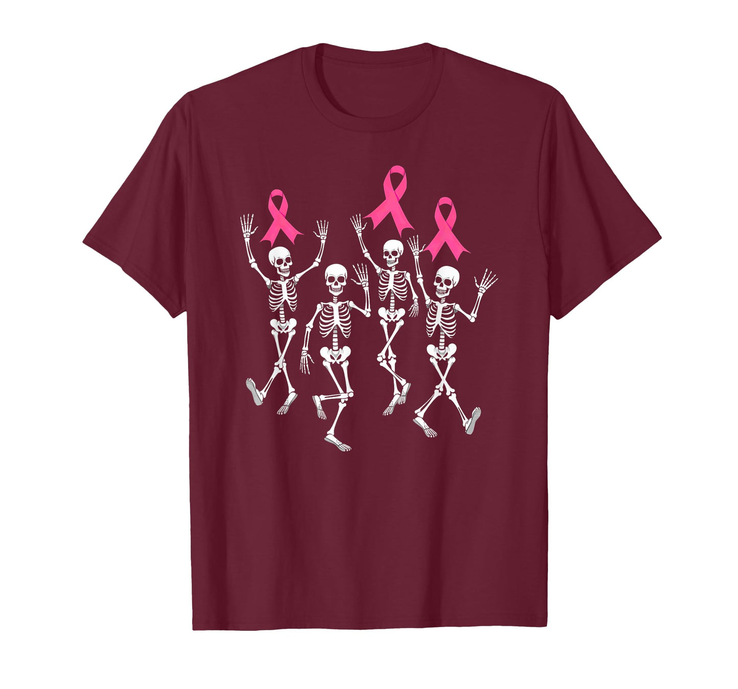 Breast Cancer Awareness Skeleton Dancing Halloween T-Shirt