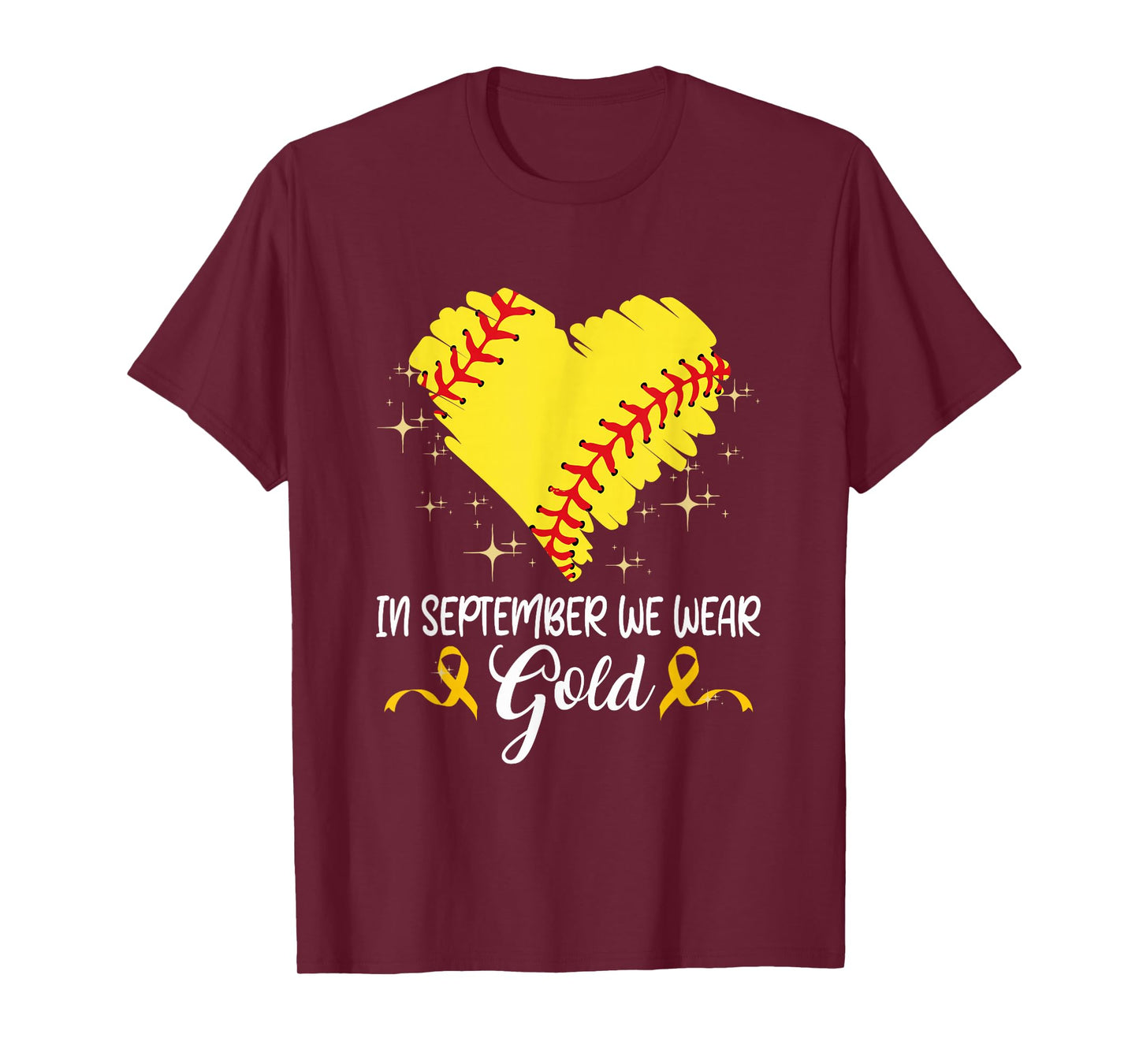 In September We Wear Gold Softball Childhood Cancer Support T-Shirt