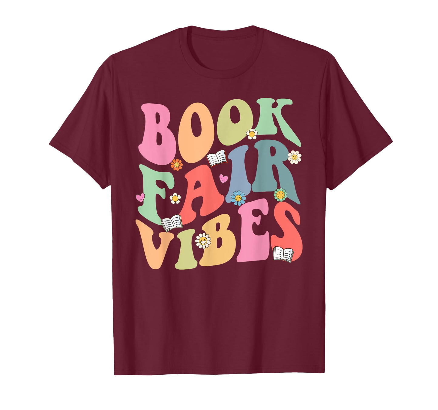 Library Book Fair Vibe Groovy Retro School Reading Nostalgic T-Shirt