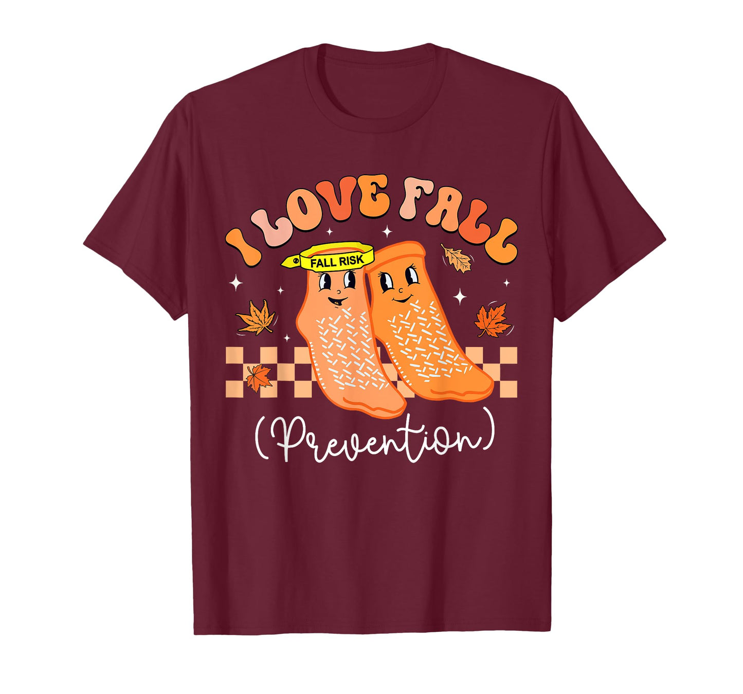 Groovy Retro I Love Fall Prevention Fall Physical Therapy T-Shirt