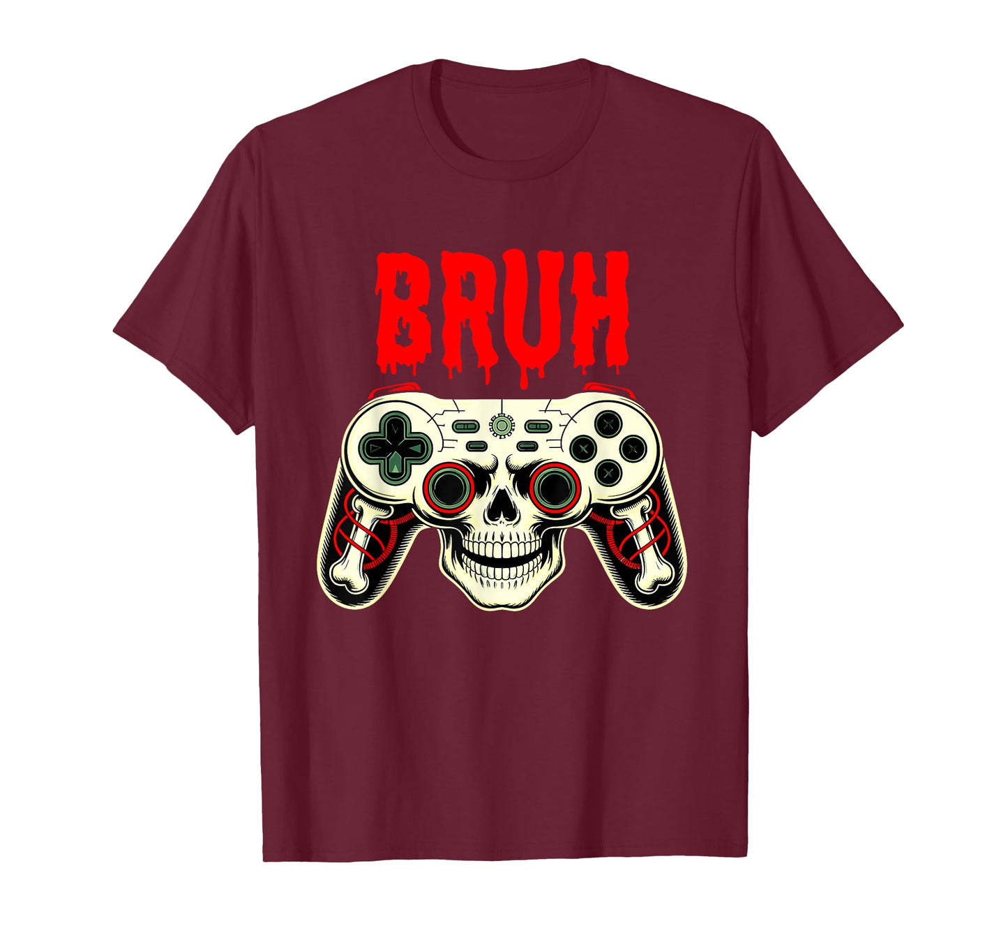 Bruh Skeleton Gamer Skull Spooky Video Game T-Shirt