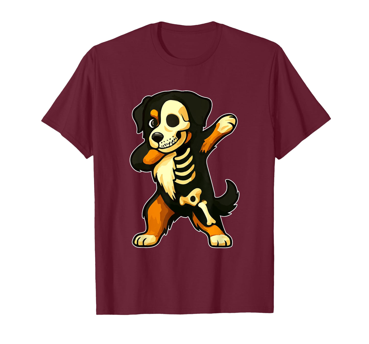 Dabbing Bernese Mountain Half Skeleton Halloween Owner Lover T-Shirt