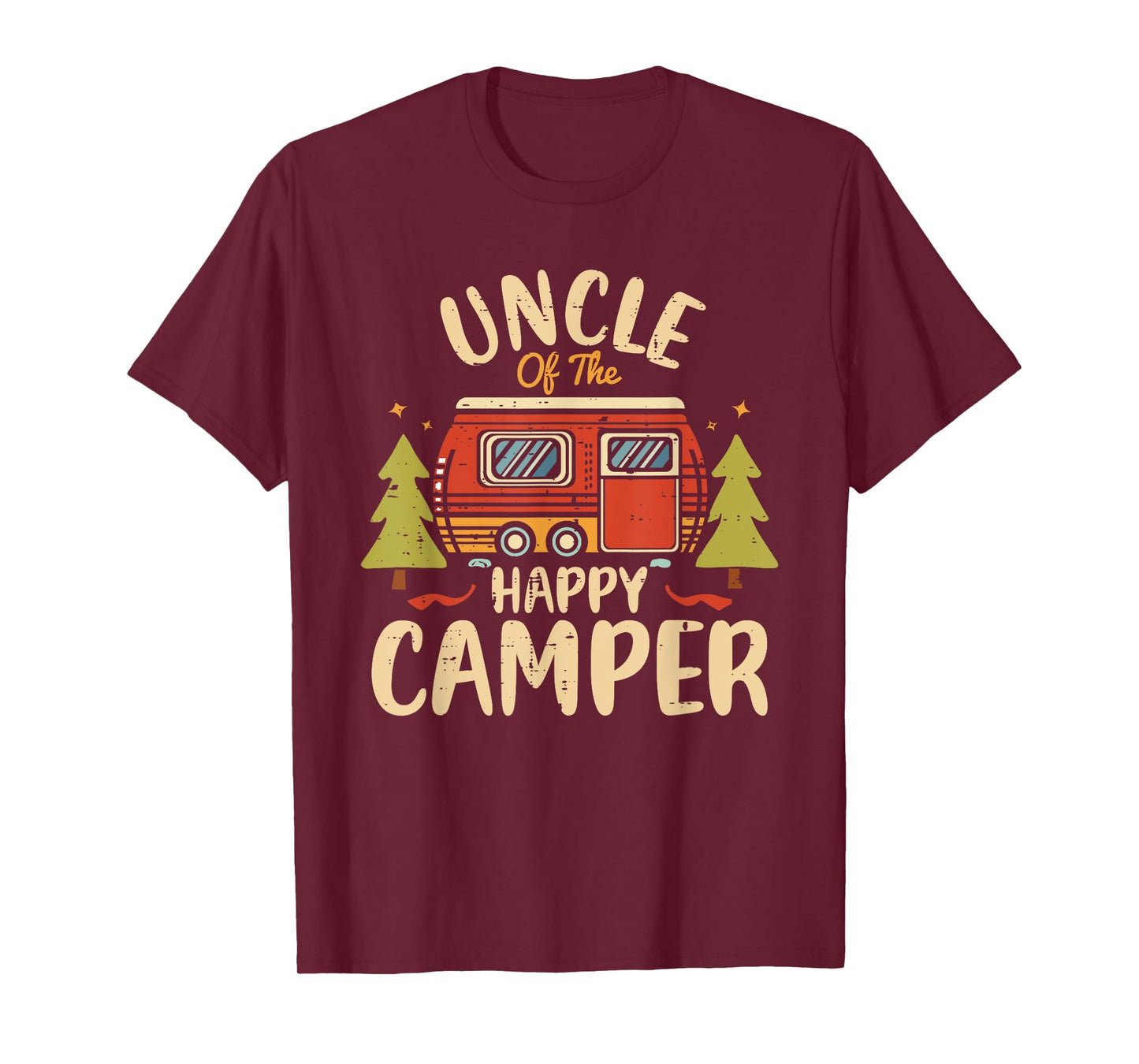 Mens Uncle of Happy Camper 1st Birthday Party Retro Uncle T-Shirt