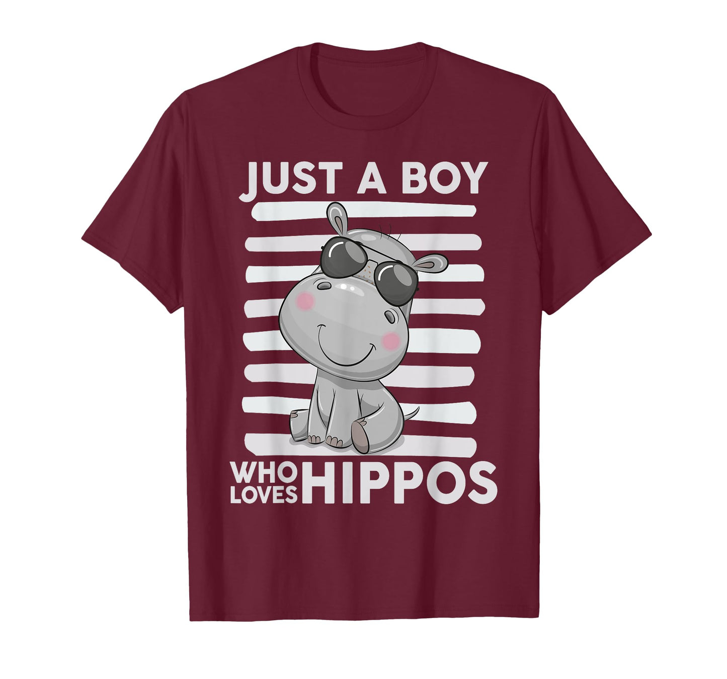 Kids Hippo-Shirt Toddler Funny Just A Boy Who Loves Hippos T-Shirt