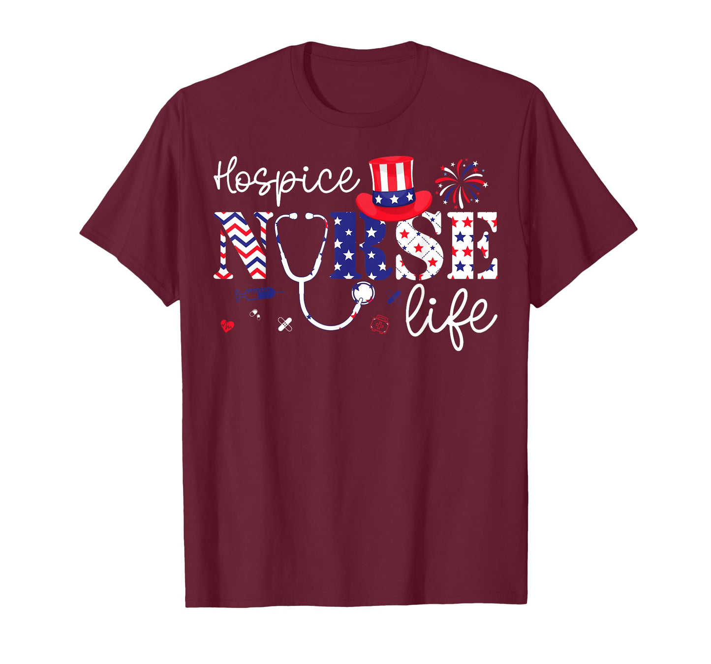 Hospice Nurse Life American Flag USA Patriotic 4th of July T-Shirt