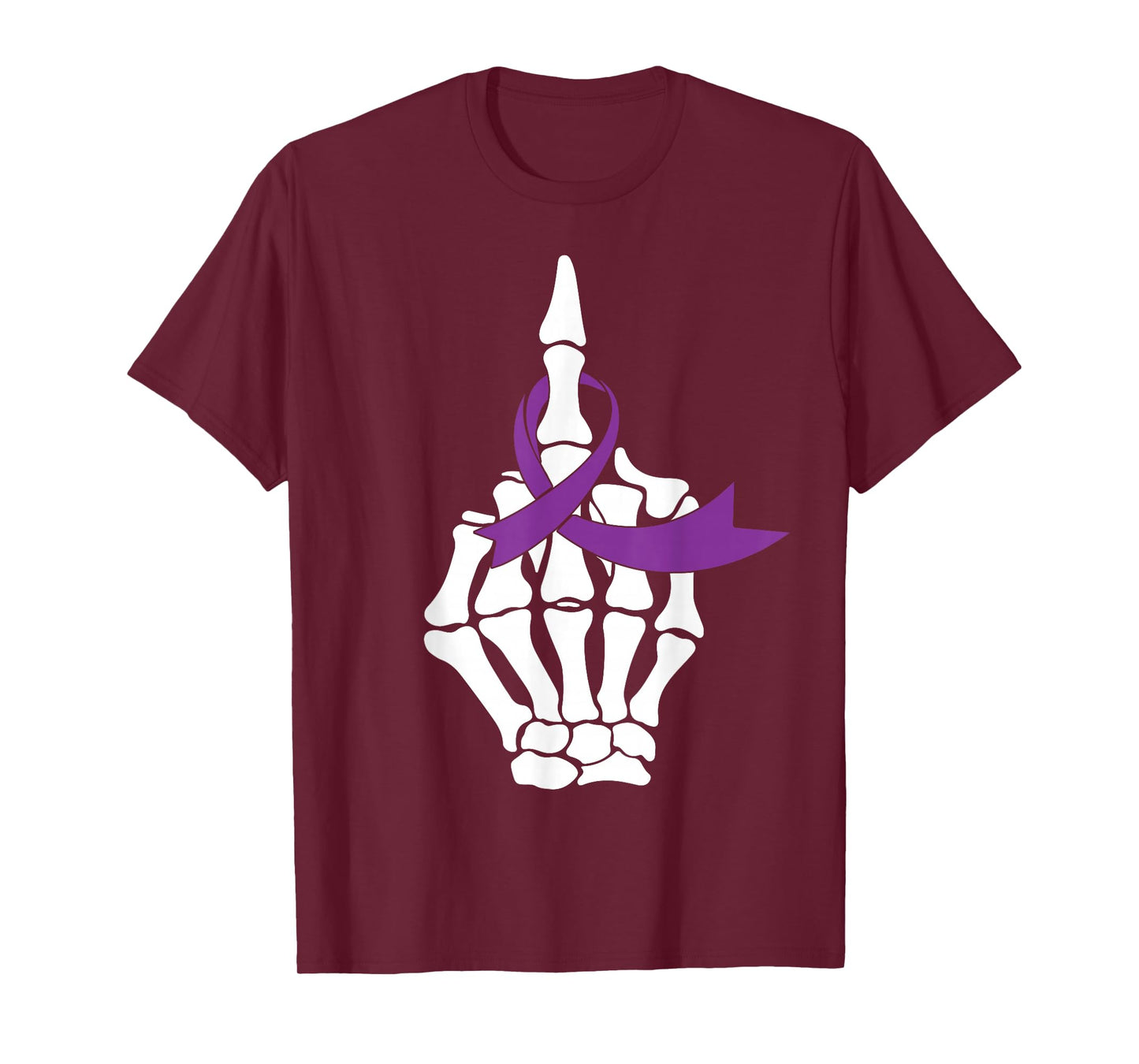 Fuck Pancreatic Cancer Middle Finger Purple Ribbon Shirt T-Shirt