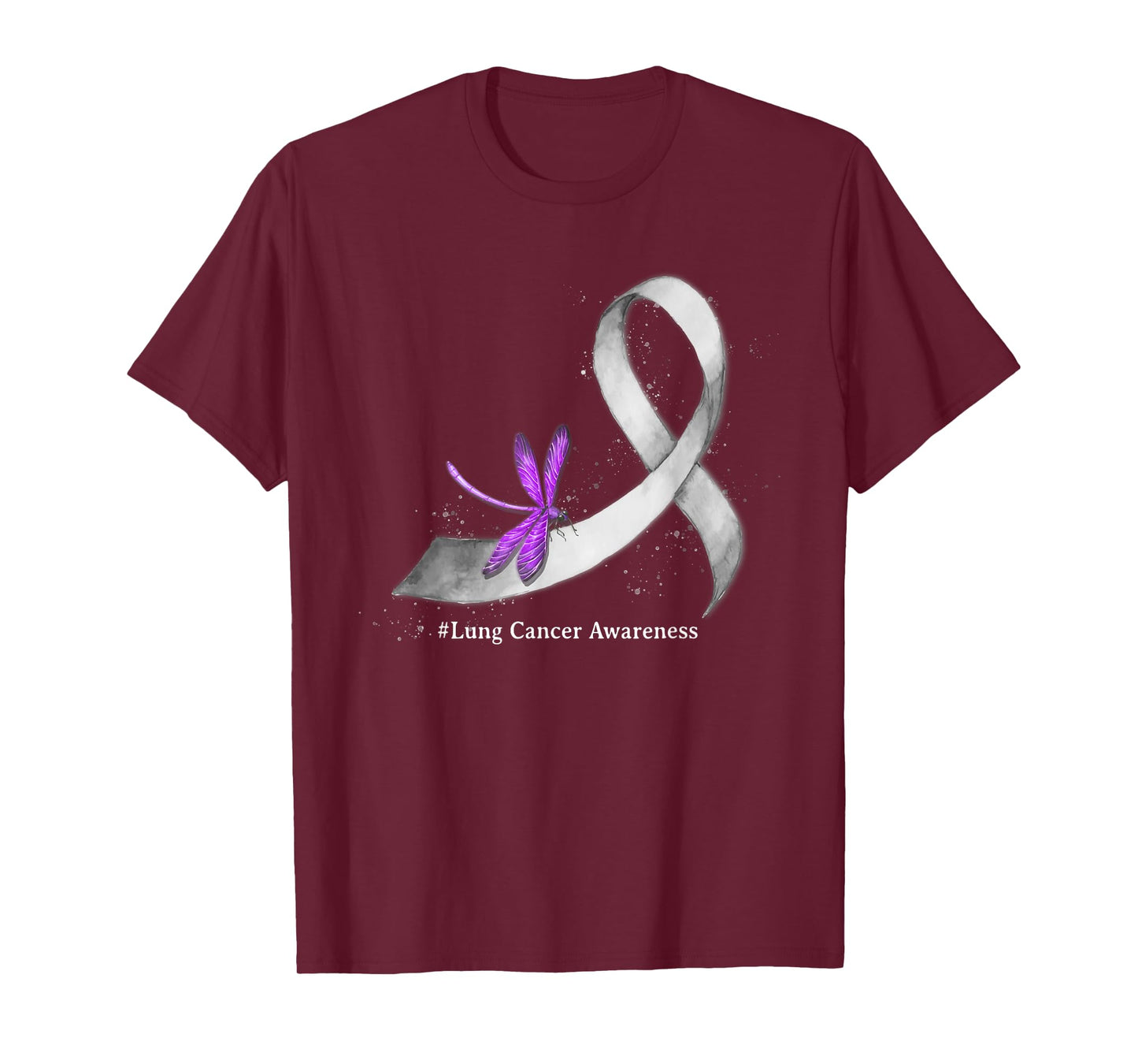 Hippie Dragonfly White Ribbon Lung Cancer Awareness Gifts T-Shirt