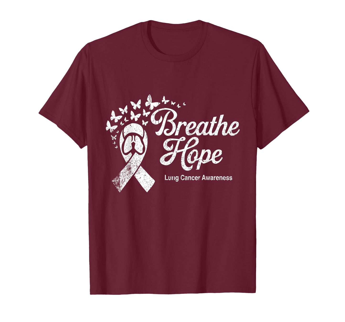 Breathe Hope Lung Cancer Awareness November White Ribbon T-Shirt