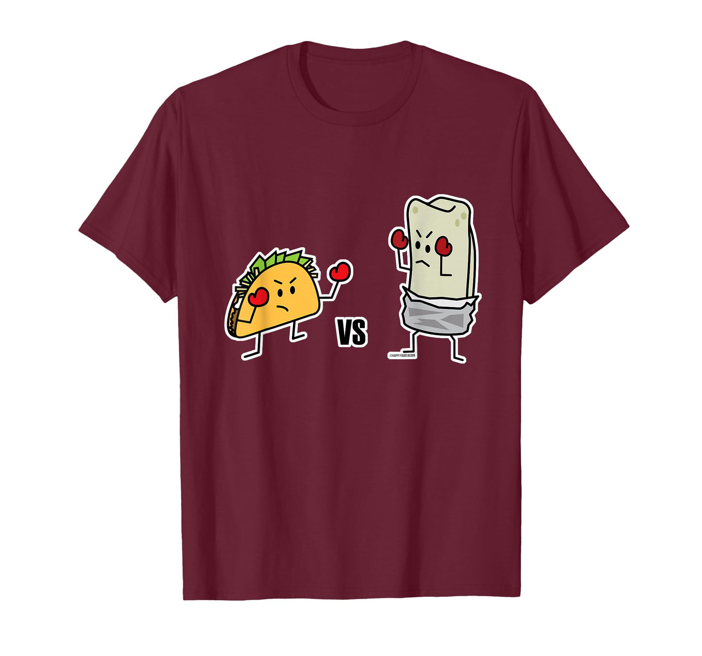Taco Vs Burrito Boxing Fighters Mexican Beef Carne Tortilla T-Shirt