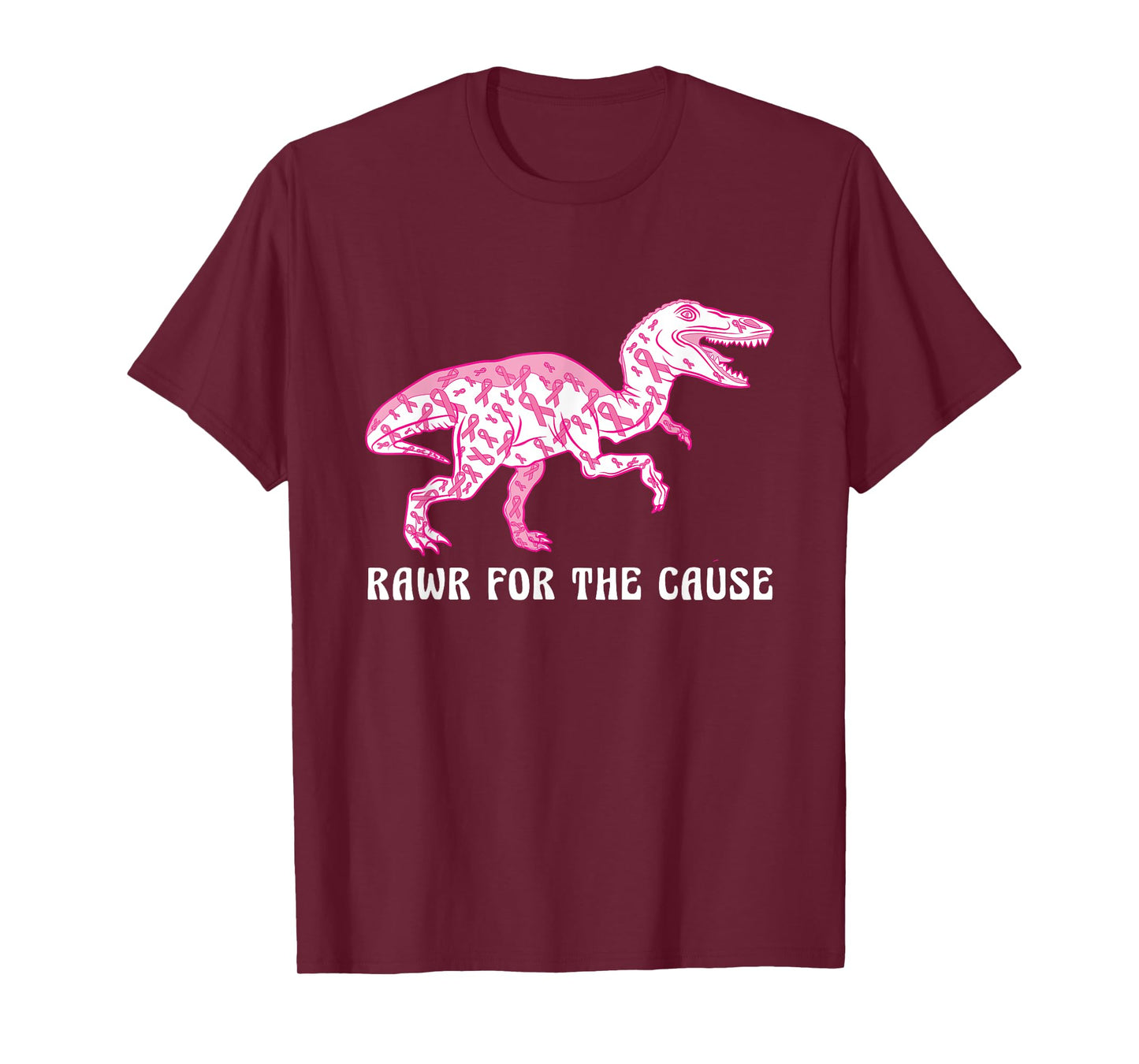 Dinosaur Pink Ribbon Breast Cancer Awareness Month Warrior T-Shirt