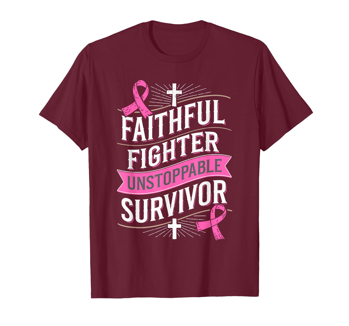 Faithful Fighter Survivor Breast Cancer Awareness T-Shirt