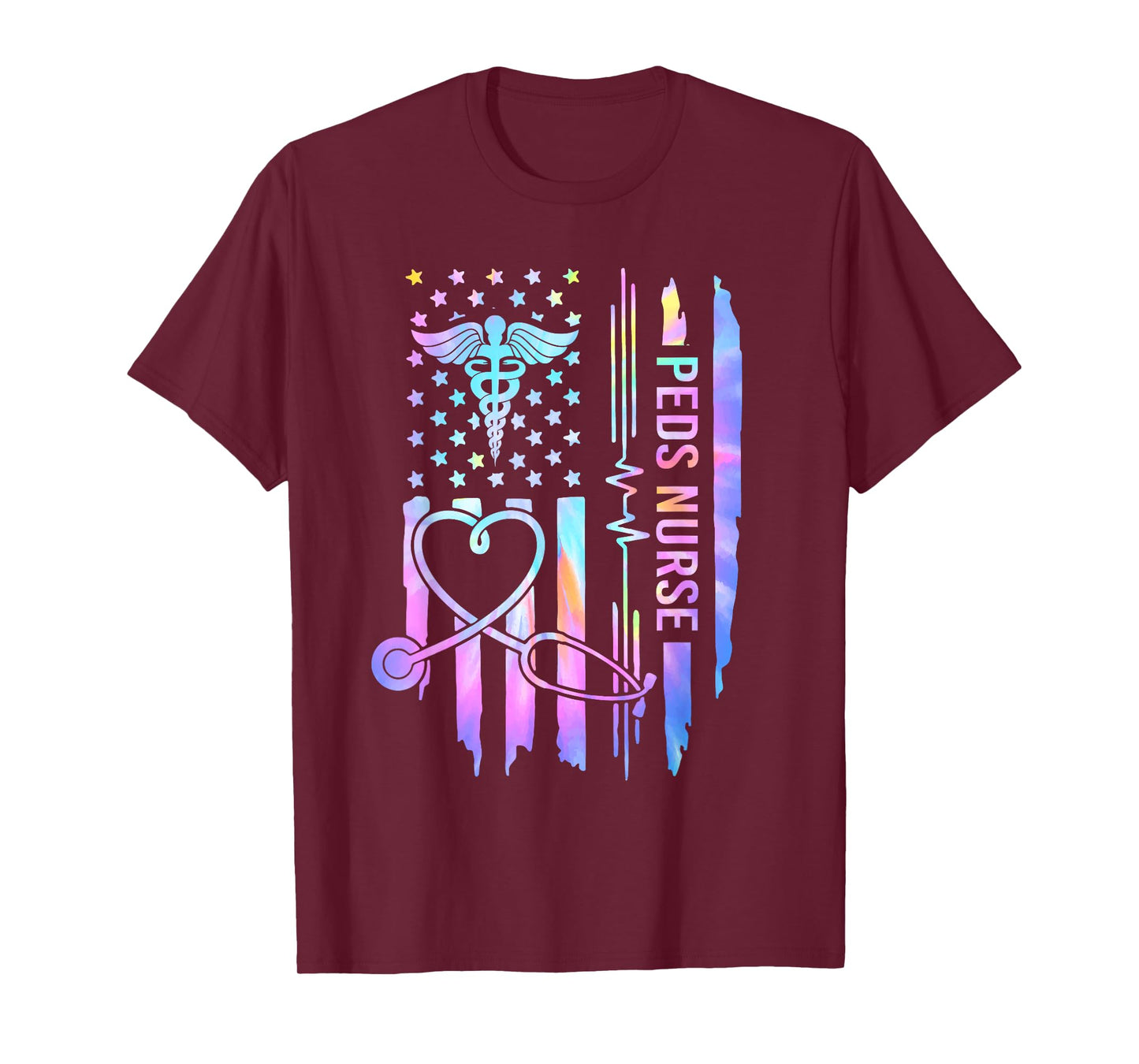 Pediatric Nurse PEDS Nursing Appreciation Pediatric USA Flag T-Shirt