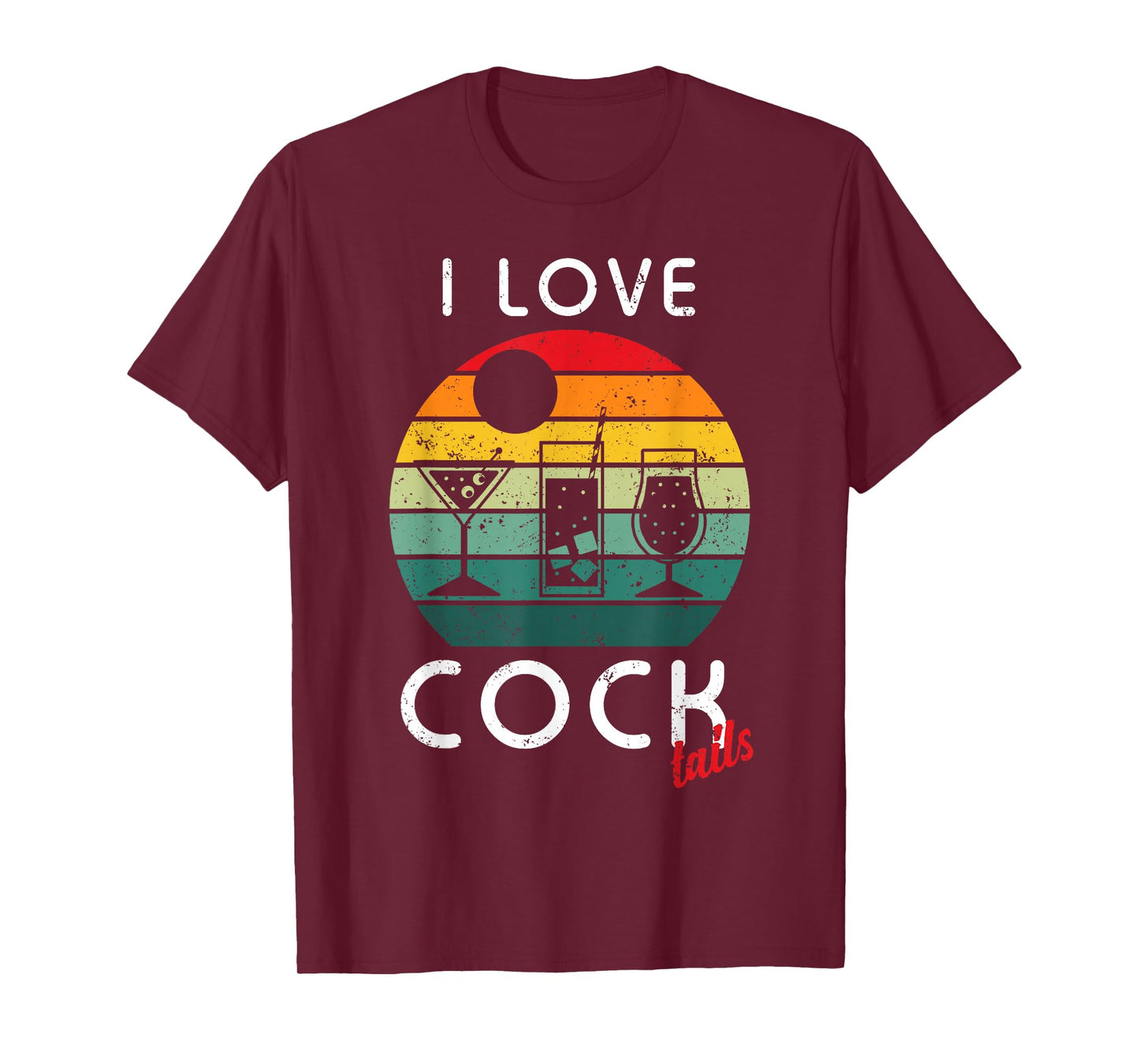 Retro I Love Cocktails Funny Adult Drinking Humor Pun T-Shirt