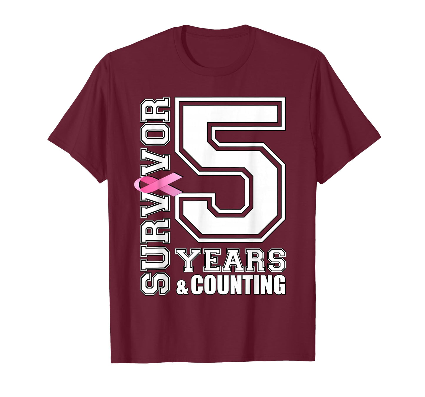 5 Years Breast Cancer Survivor Pink Ribbon Gifts For Women T-Shirt