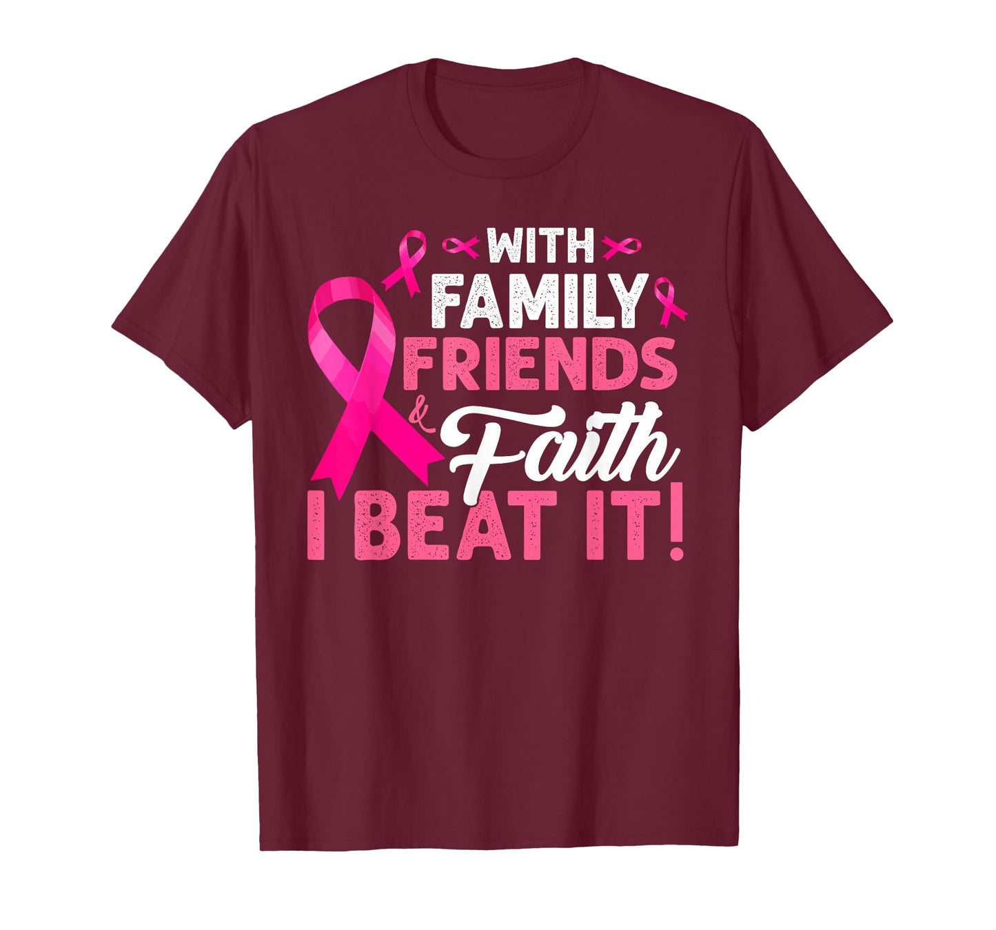 I Beat Breast Cancer Pink Ribbon Breast Cancer Survivor T-Shirt