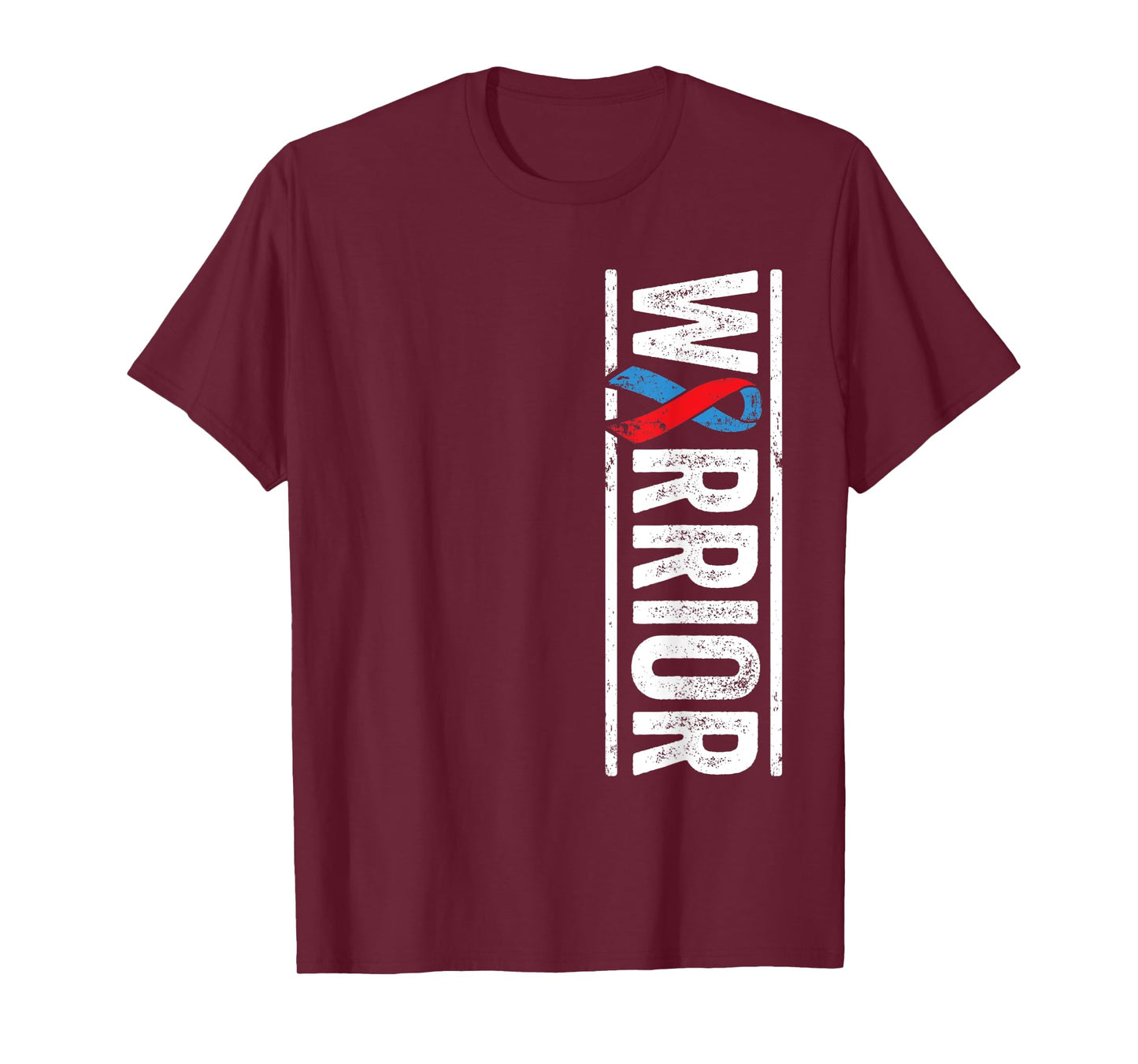 Pulmonary Fibrosis Warrior - PF Red Blue Awareness Ribbon T-Shirt