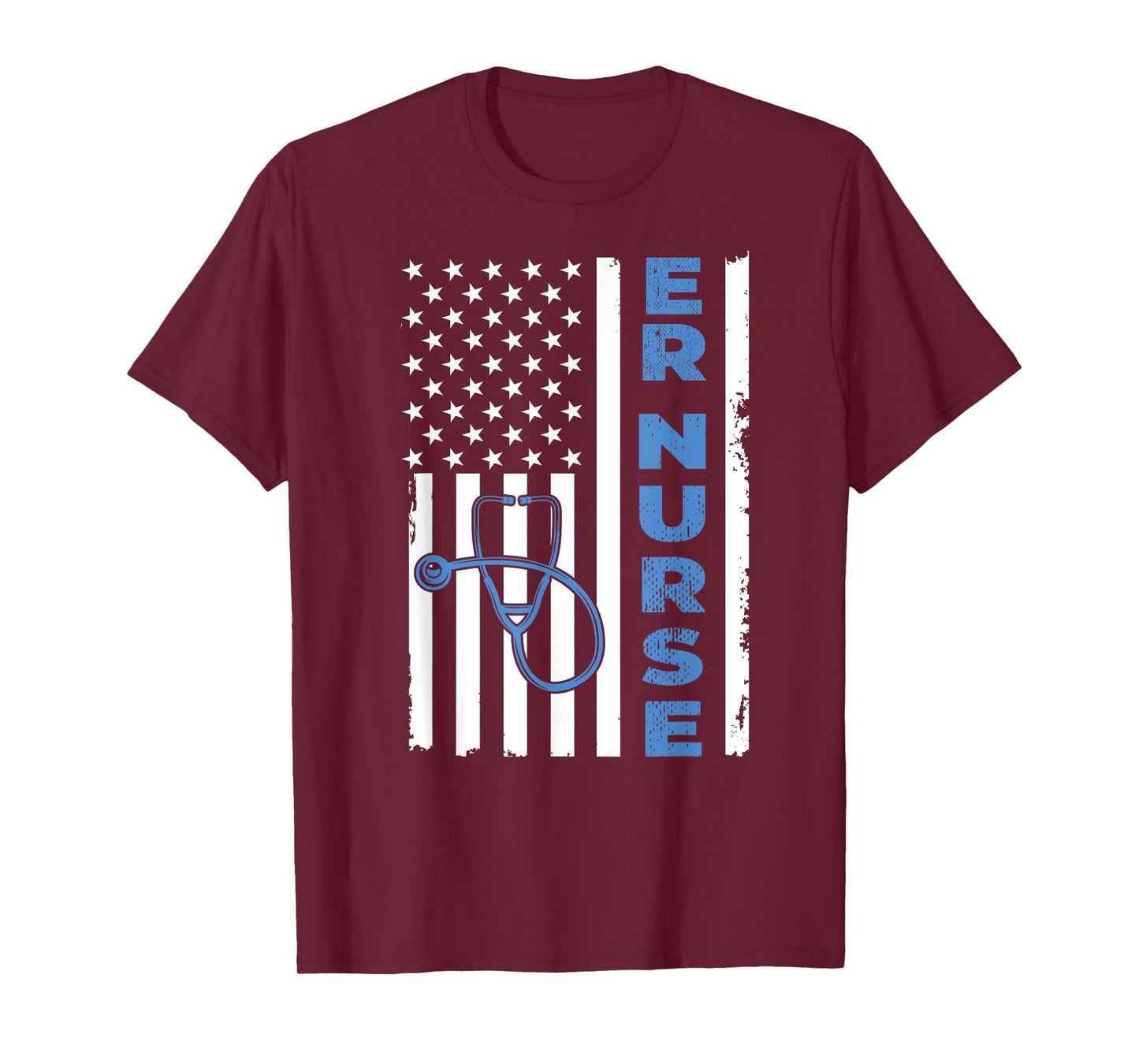 Patriotic ER Nurse Tee Retro American Flag 4th of July RN T-Shirt