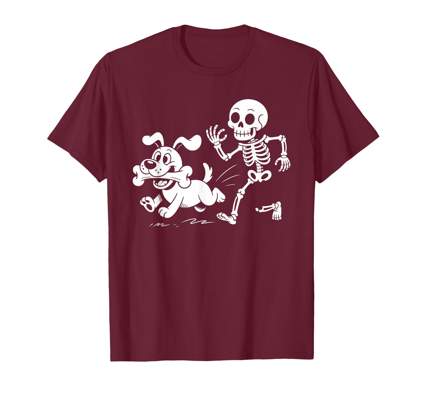 Skeleton Dog Halloween Skeleton Chasing Dog T-Shirt