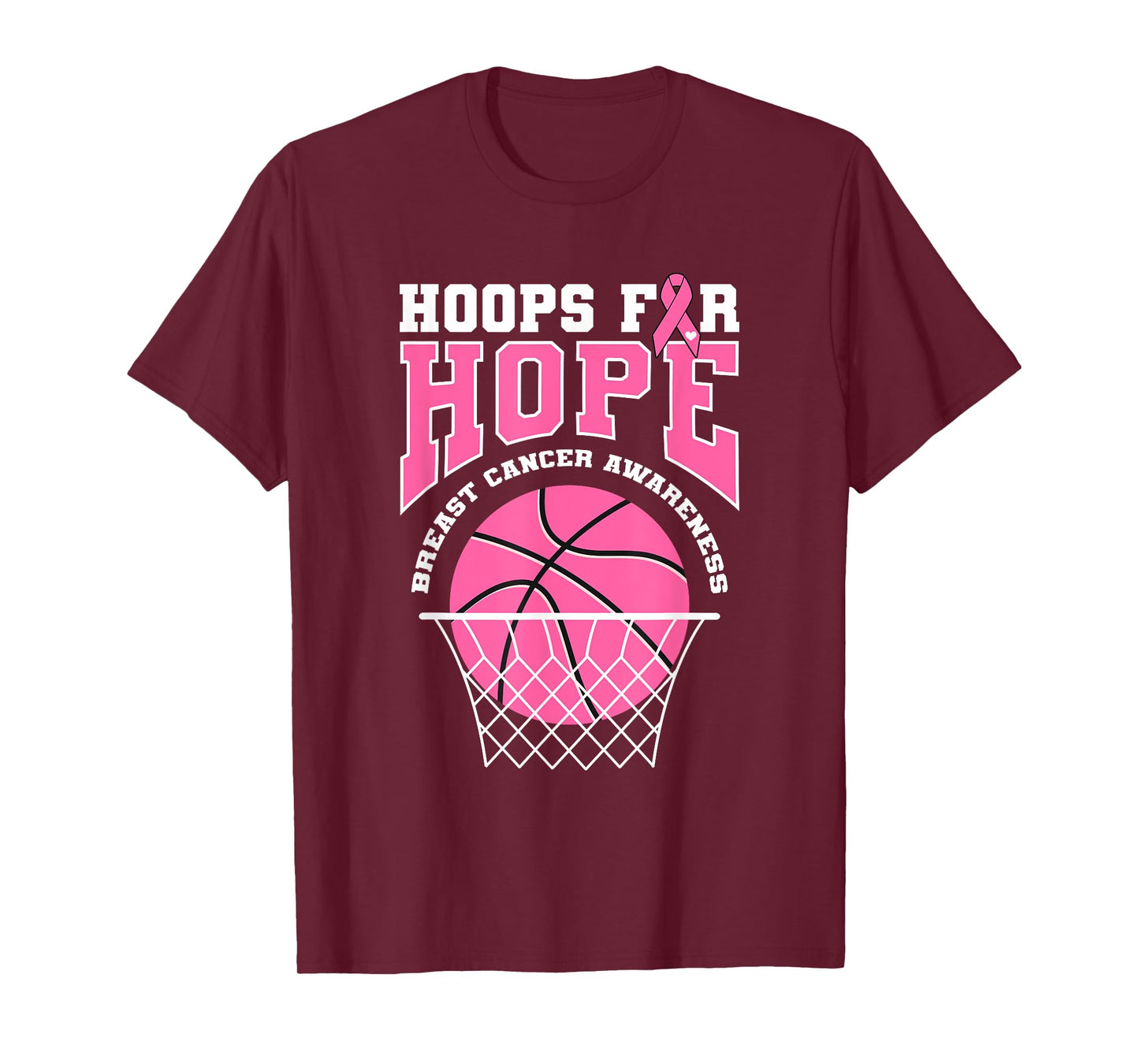 Basketball Hoop Breast Cancer Awareness Month Hoops For Hope T-Shirt