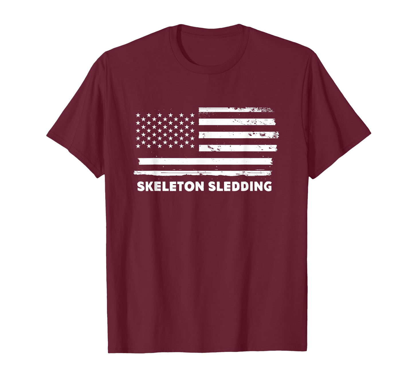 Skeleton Sledding Life USA Flag Patriotic Sports Design T-Shirt