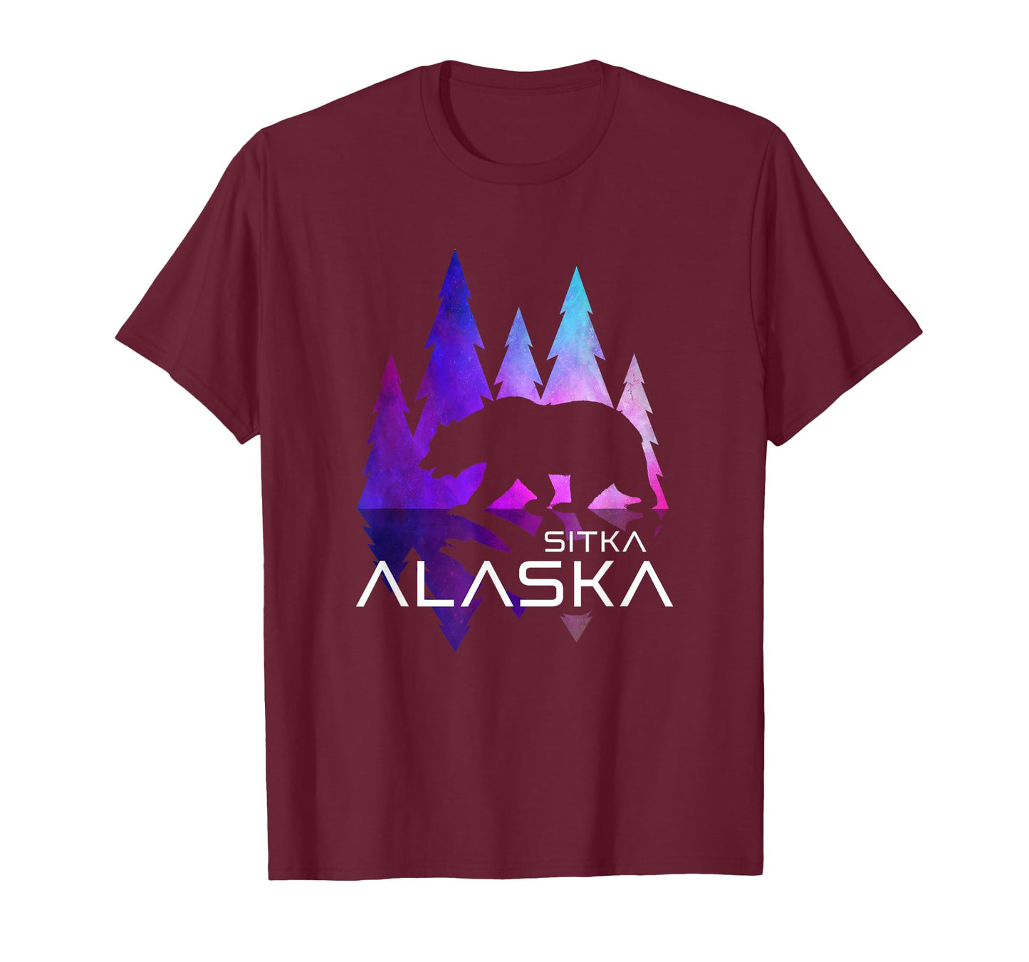 Sitka - Alaska - Colorful Bear and Trees T-Shirt