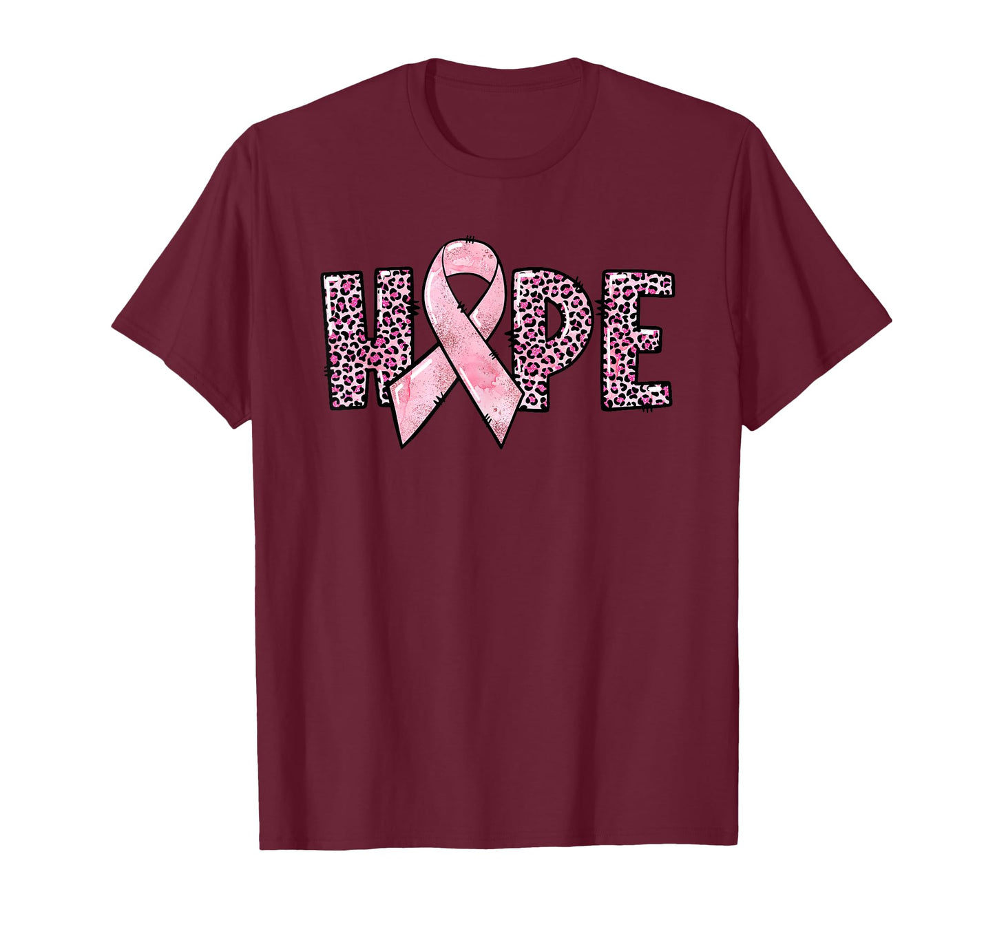 Hope - Breast Cancer Awareness Leopard Cheetah Pink Ribbon T-Shirt