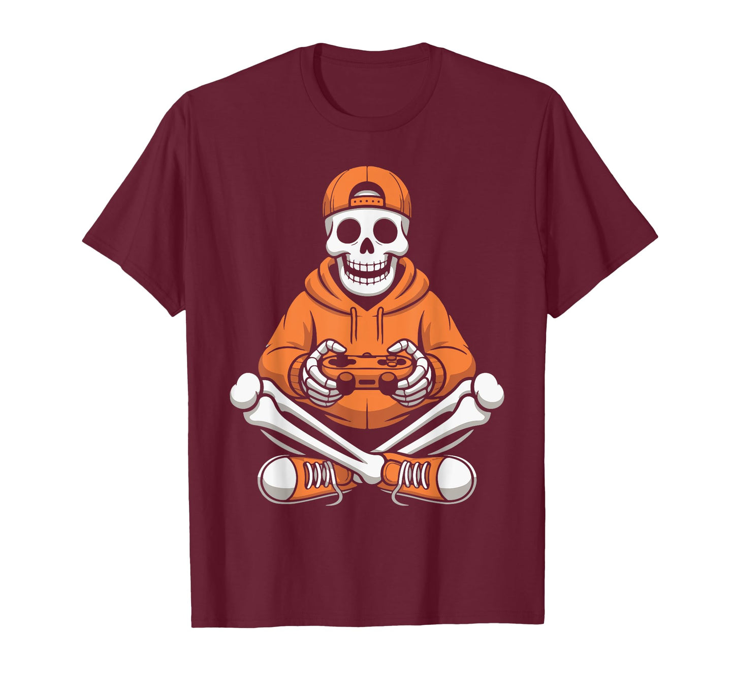 Spooky Skeleton Video Game Halloween Gaming Gamer Boys Men T-Shirt