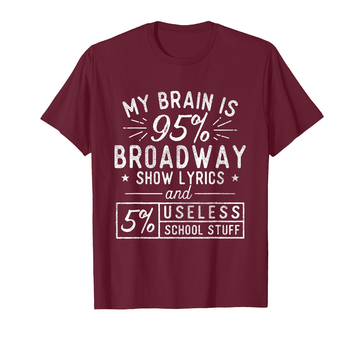 My Brain Is 95% Broadway Lyrics - Actor Theatre Musical T-Shirt