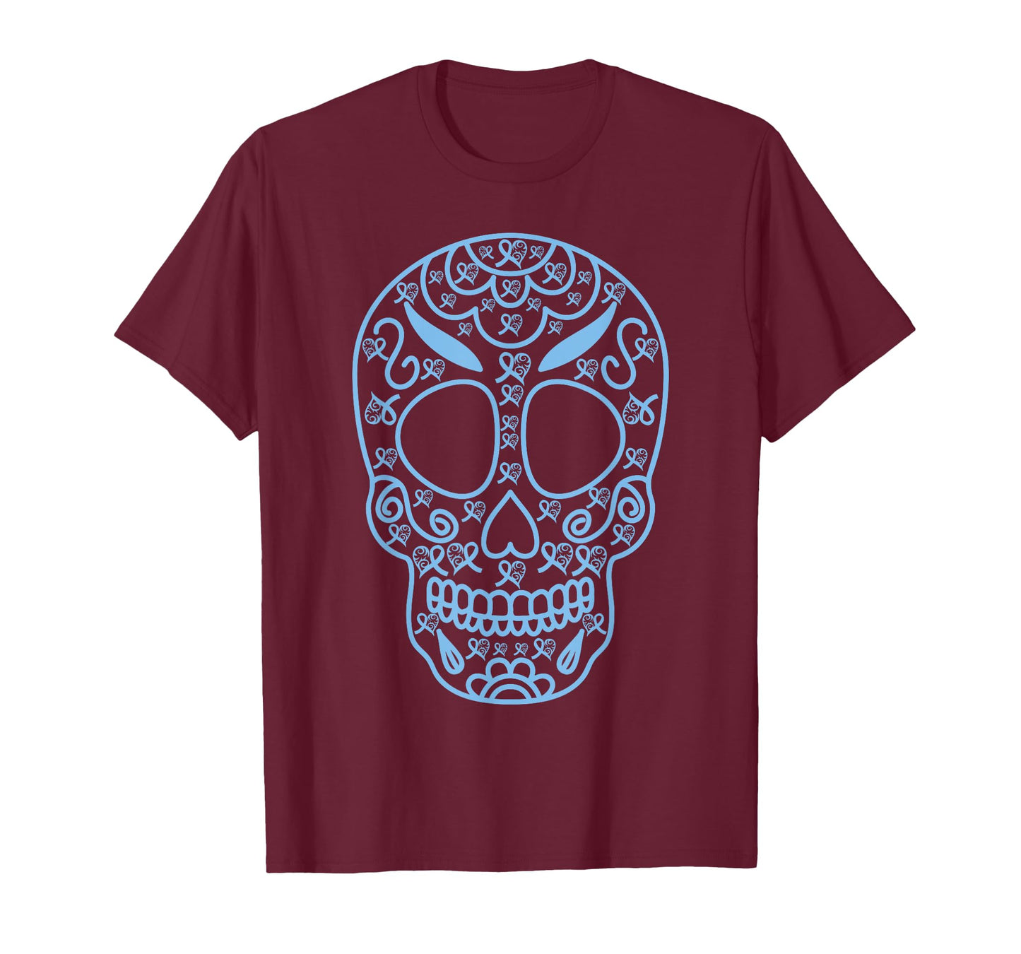 Sugar Skull Light Blue Ribbon Prostate cancer awareness supp T-Shirt