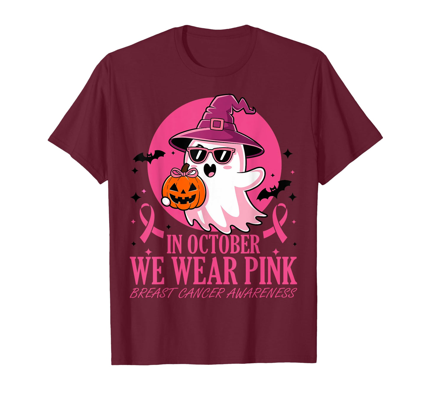 In October We Wear Pink Breast Cancer Awareness Halloween T-Shirt