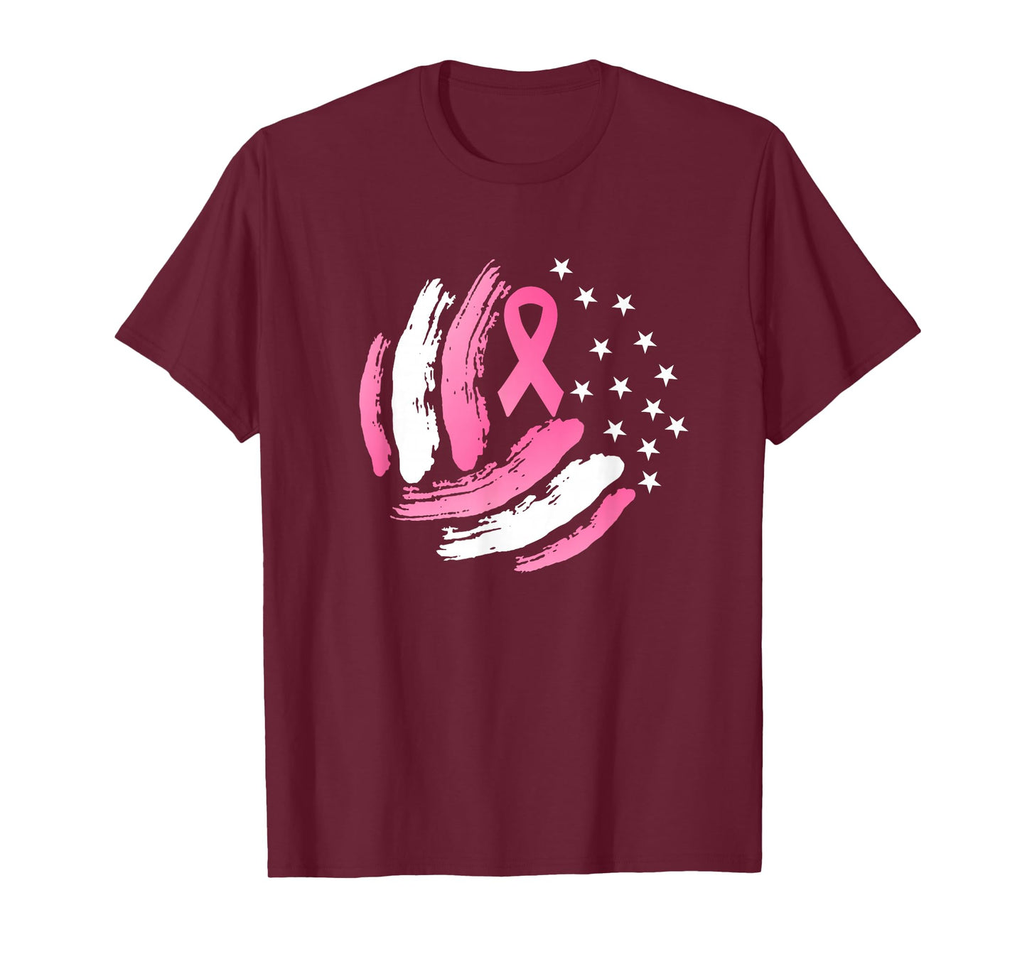 Volleyball Pink Ribbon Breast Cancer Awareness Gift USA Flag T-Shirt