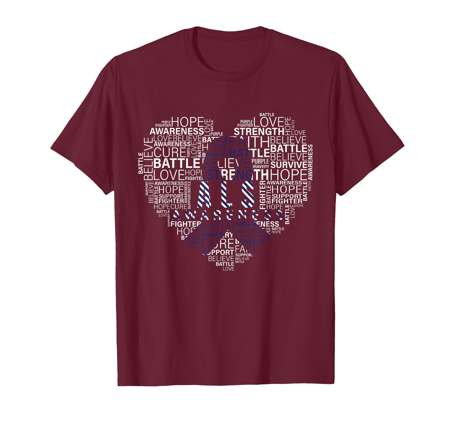 ALS awareness words cloud heart support proud ALS warrior T-Shirt