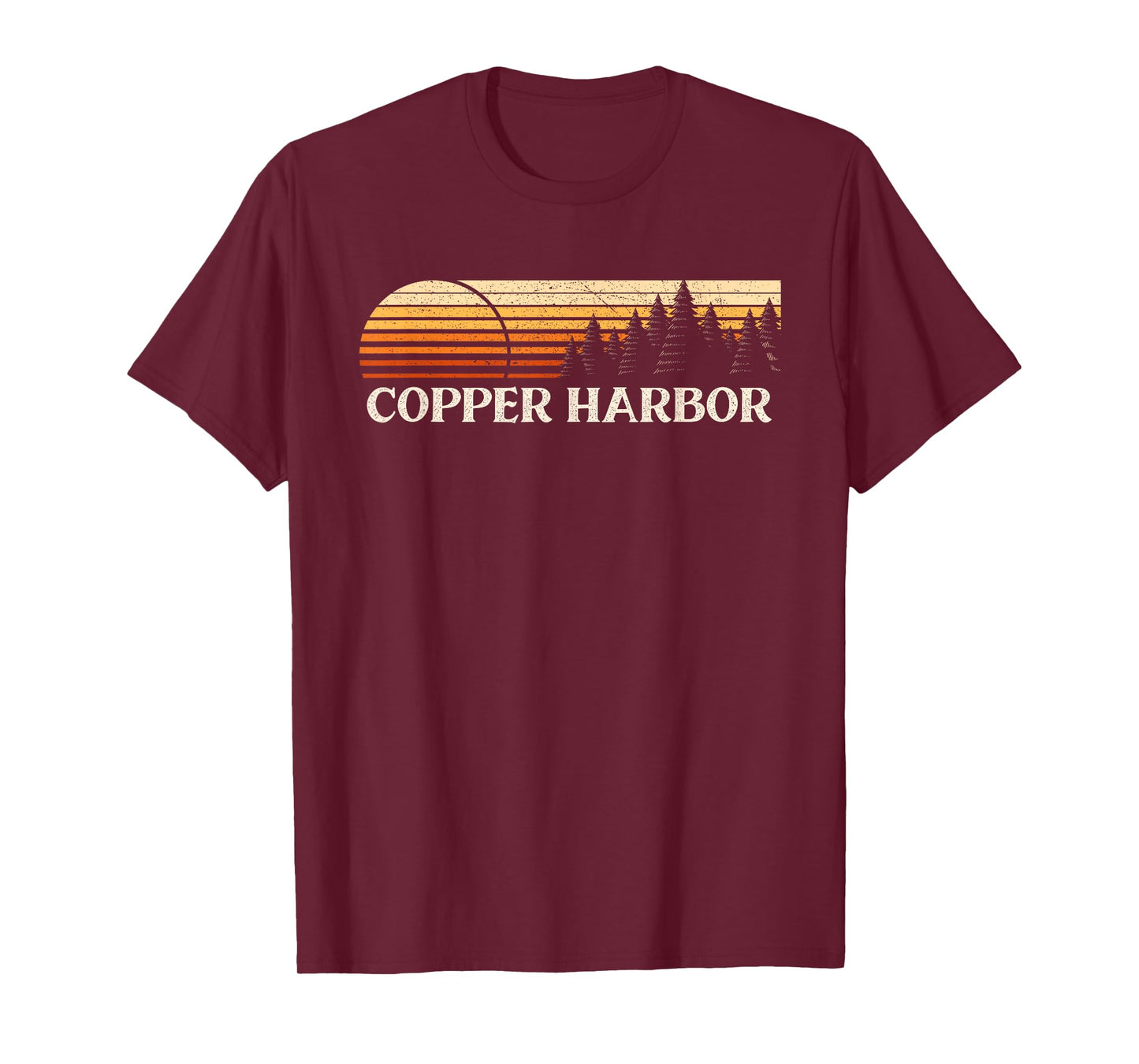 Copper Harbor, MI Vintage Evergreen Sunset Eighties Retro T-Shirt