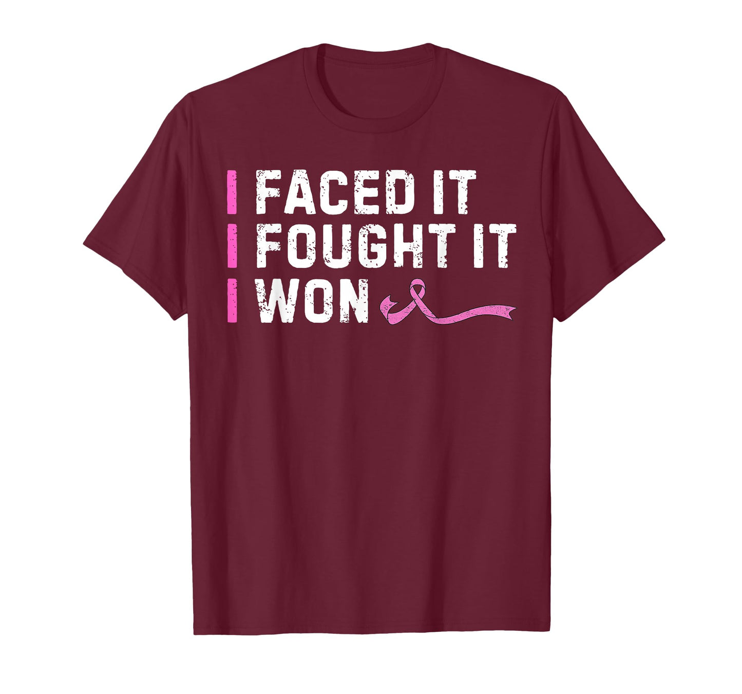 I Faced it I Fought it I Won Vintage Breast Cancer Awareness T-Shirt