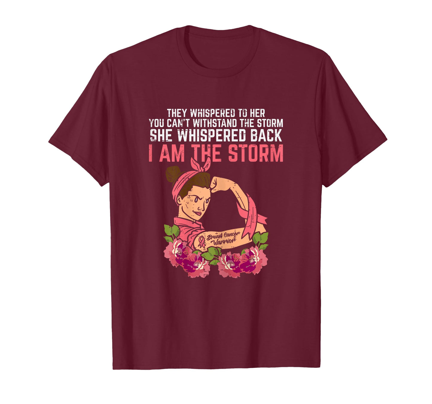 Strong Woman I Am The Storm Breast Cancer Warrior Awareness T-Shirt