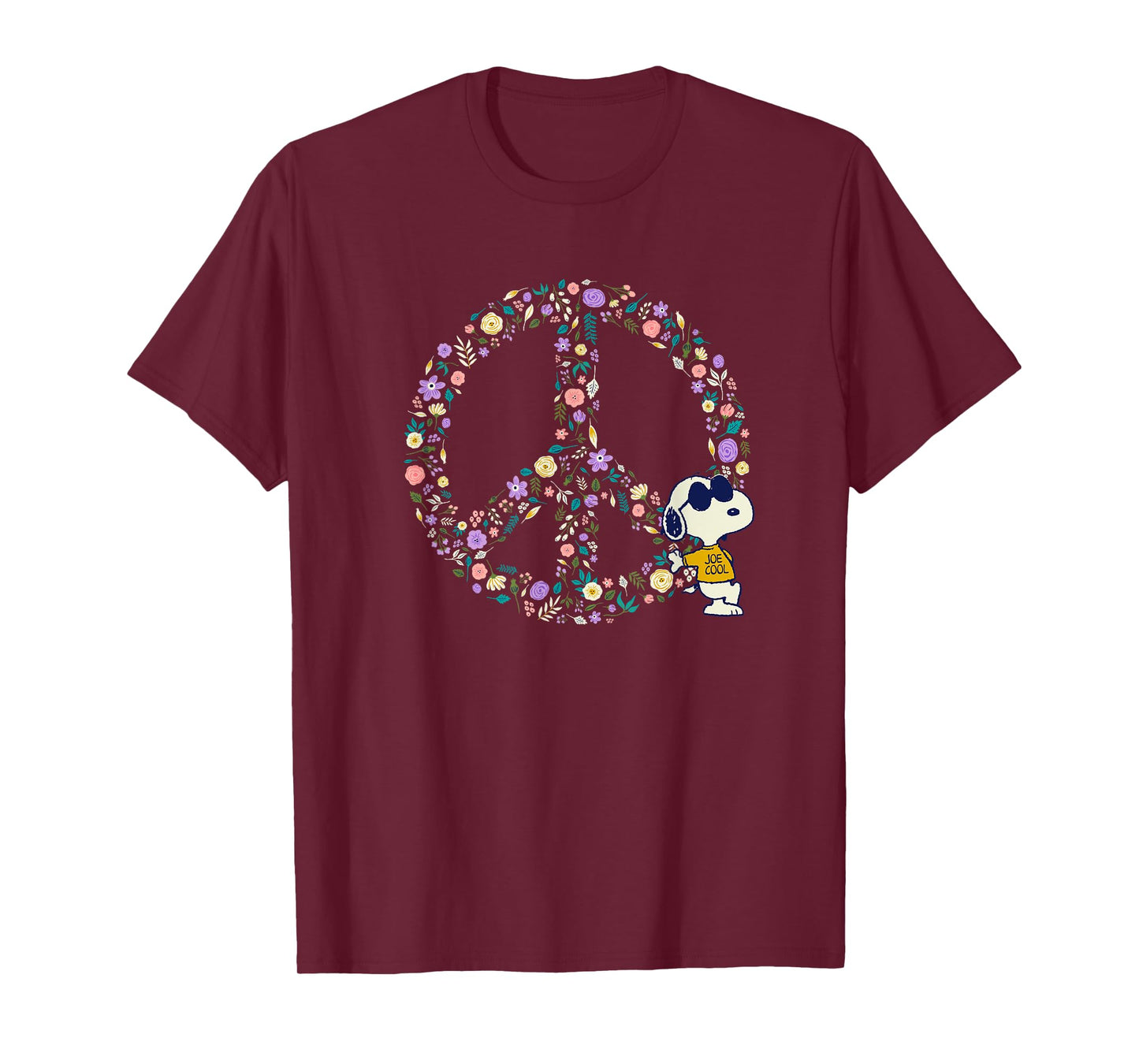 Peanuts Snoopy Joe Cool Peace Sign Nature In Bloom T-Shirt