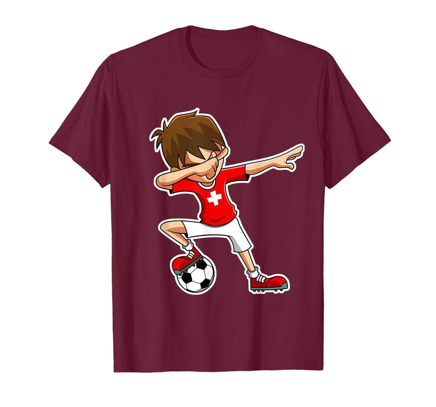 Dabbing Soccer Boy Switzerland Shirt, Swiss Flag Jersey T-Shirt