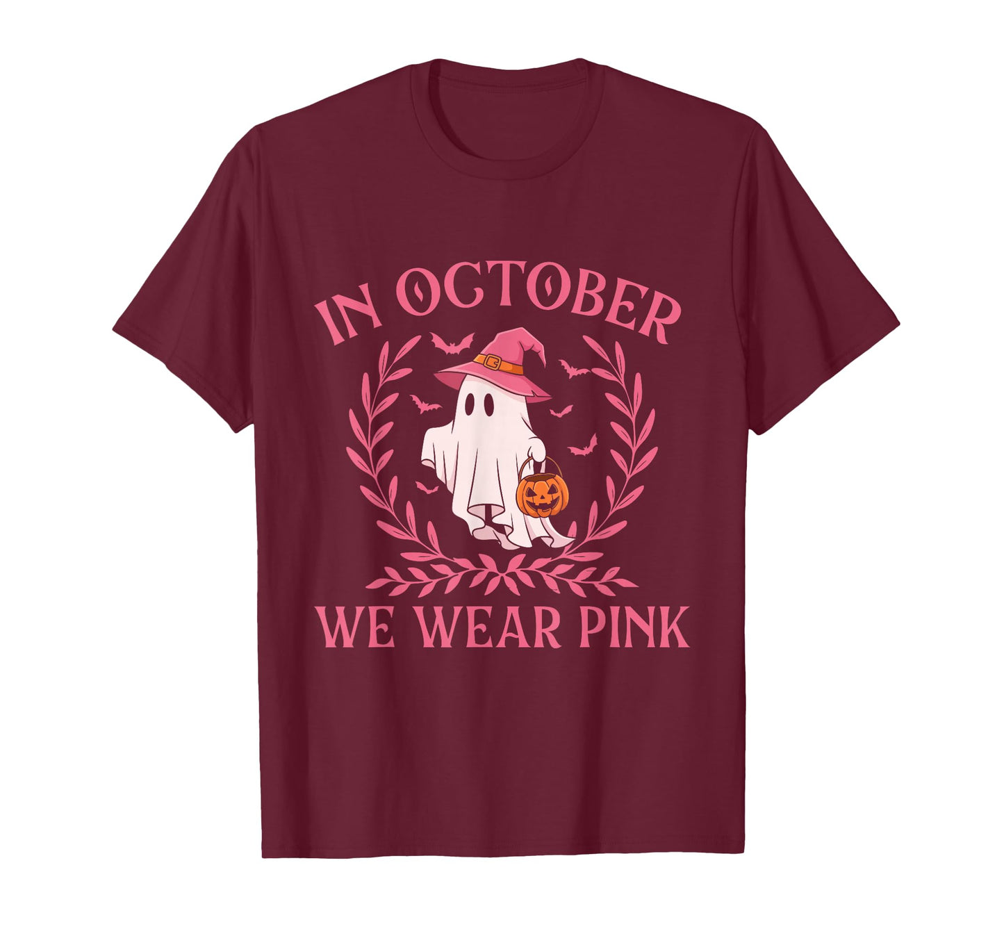 in October We Wear Pink - Halloween Breast Cancer Awerness T-Shirt