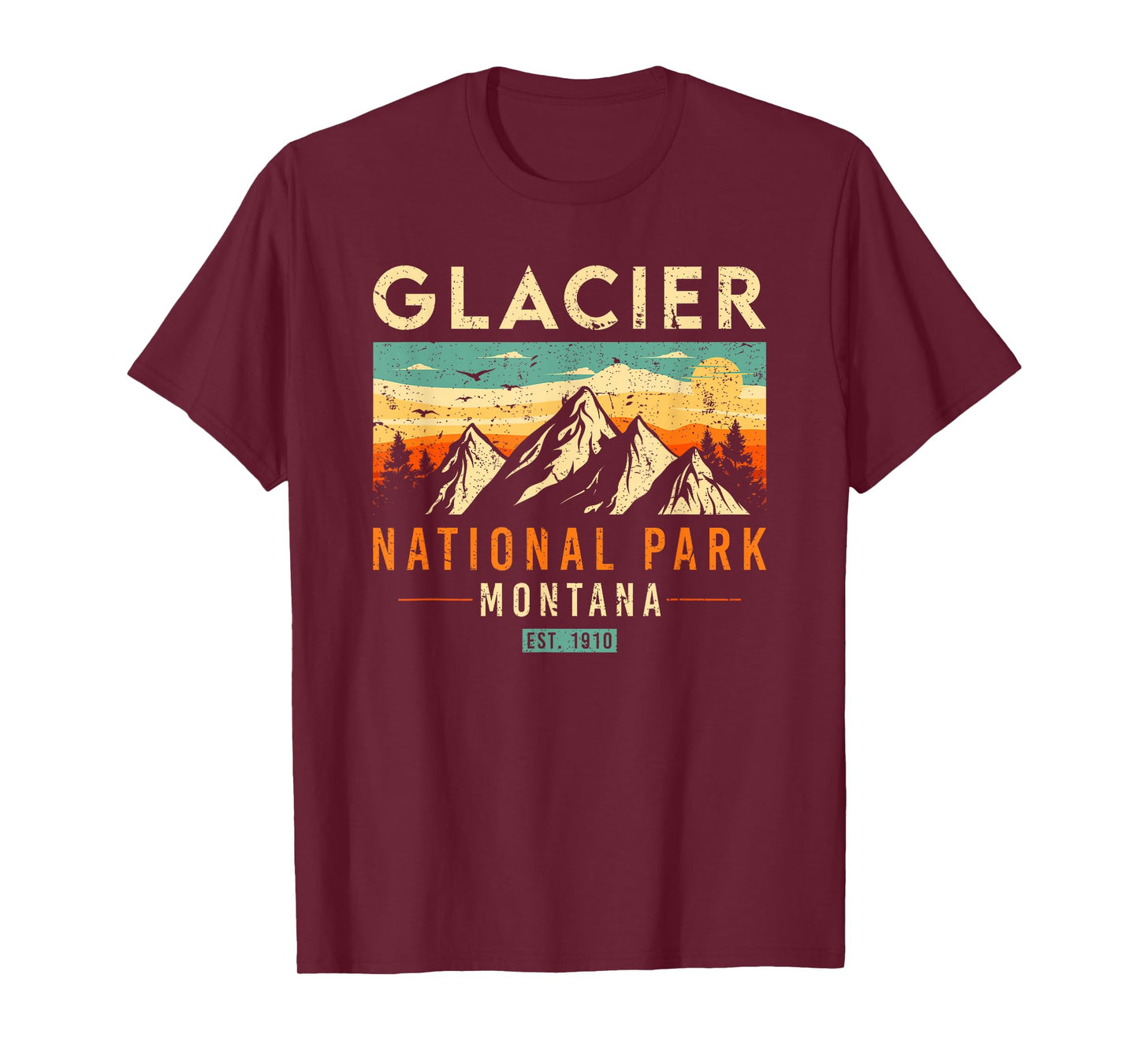 Glacier Est 1910 Montana Vintage Retro National Park T-Shirt