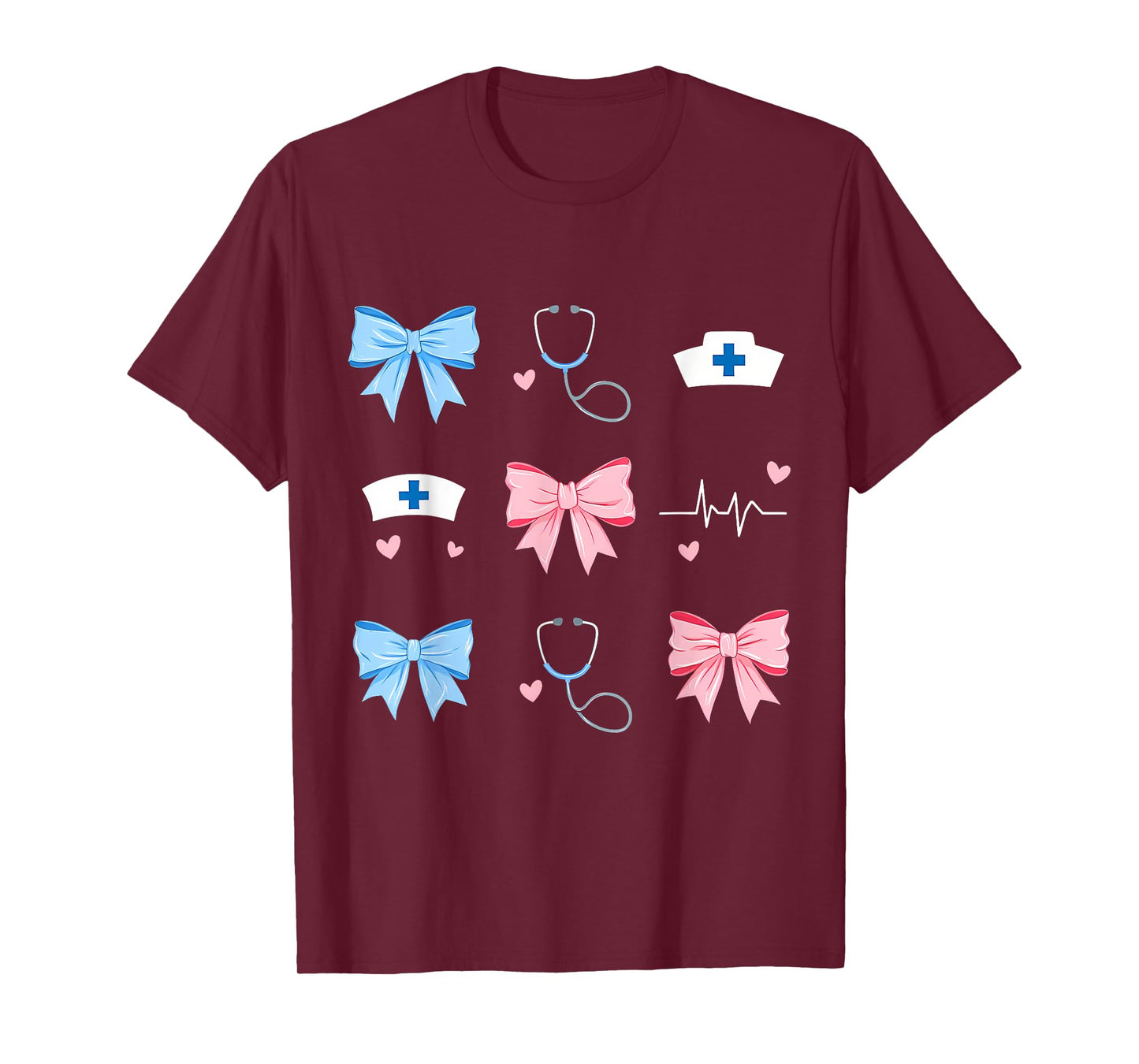 Pink Nurse Stethoscope Coquette Aesthetic Bow T-Shirt