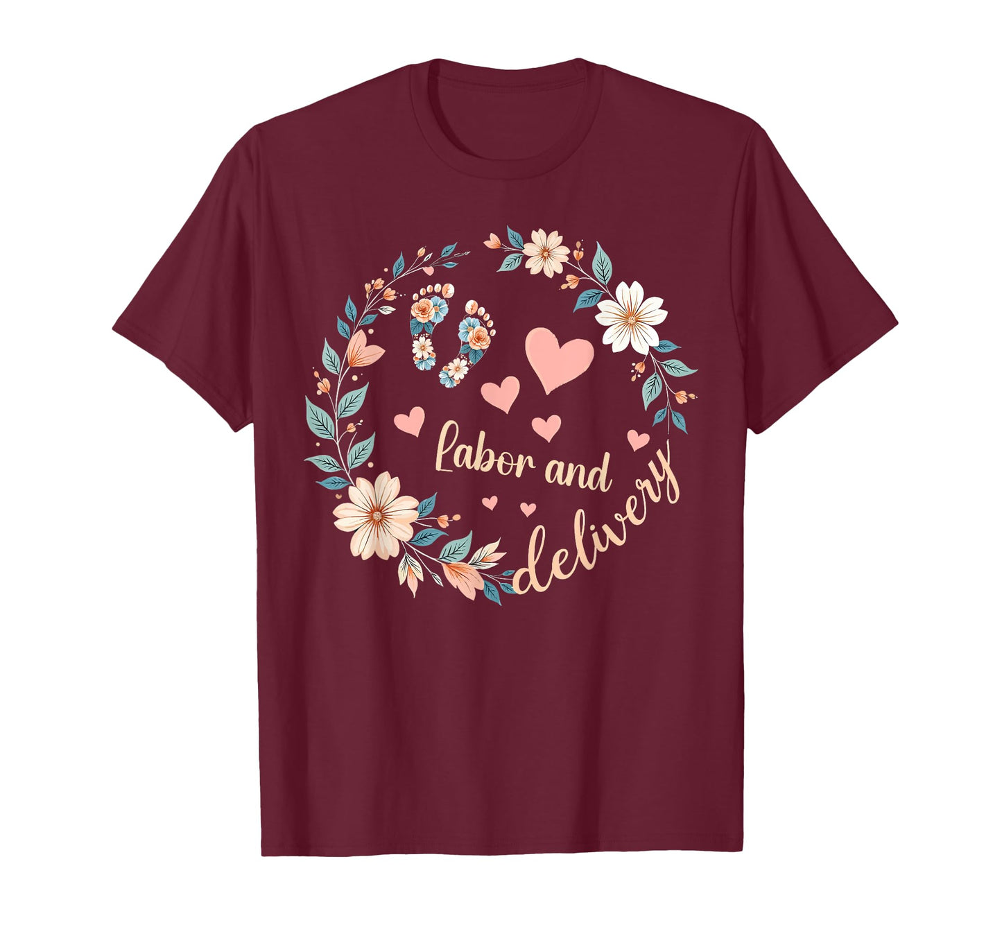 Funny Labor and Delivery Nurse Women's Retro Floral Nursing T-Shirt