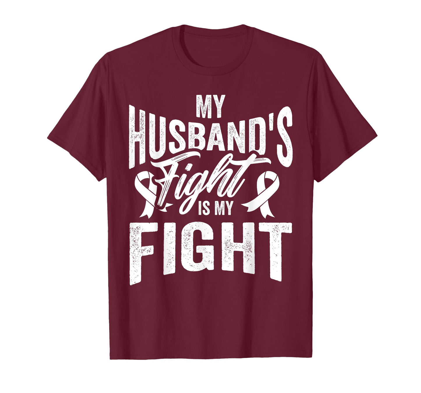 InGENIUS Cancer Awareness My Husbands Fight Is My Fight Support Unisex-Adults Black Classic Fit Short Sleeve T-Shirt