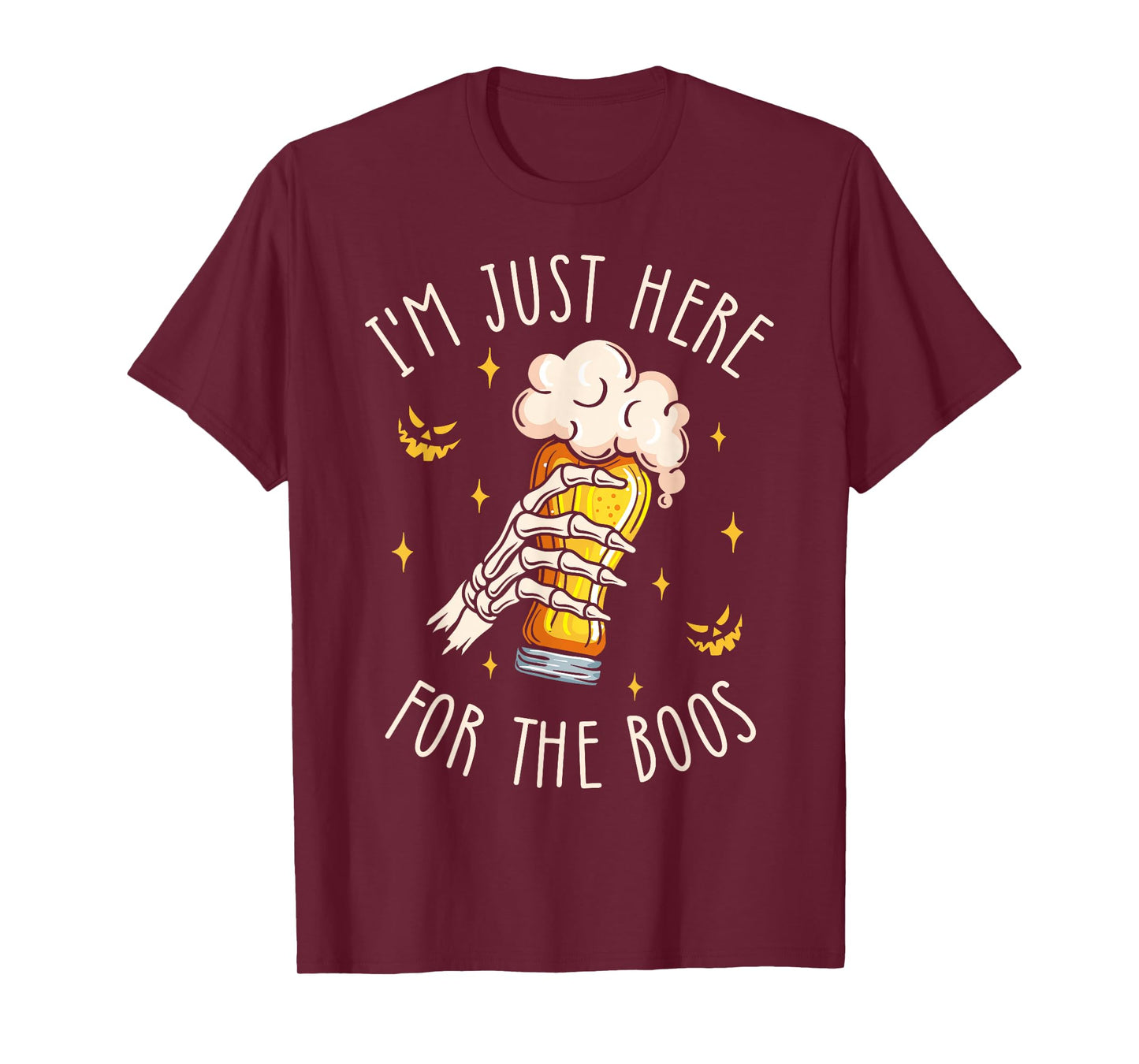 I'm Just Here for The Boos Funny Halloween Beer Skeleton T-Shirt